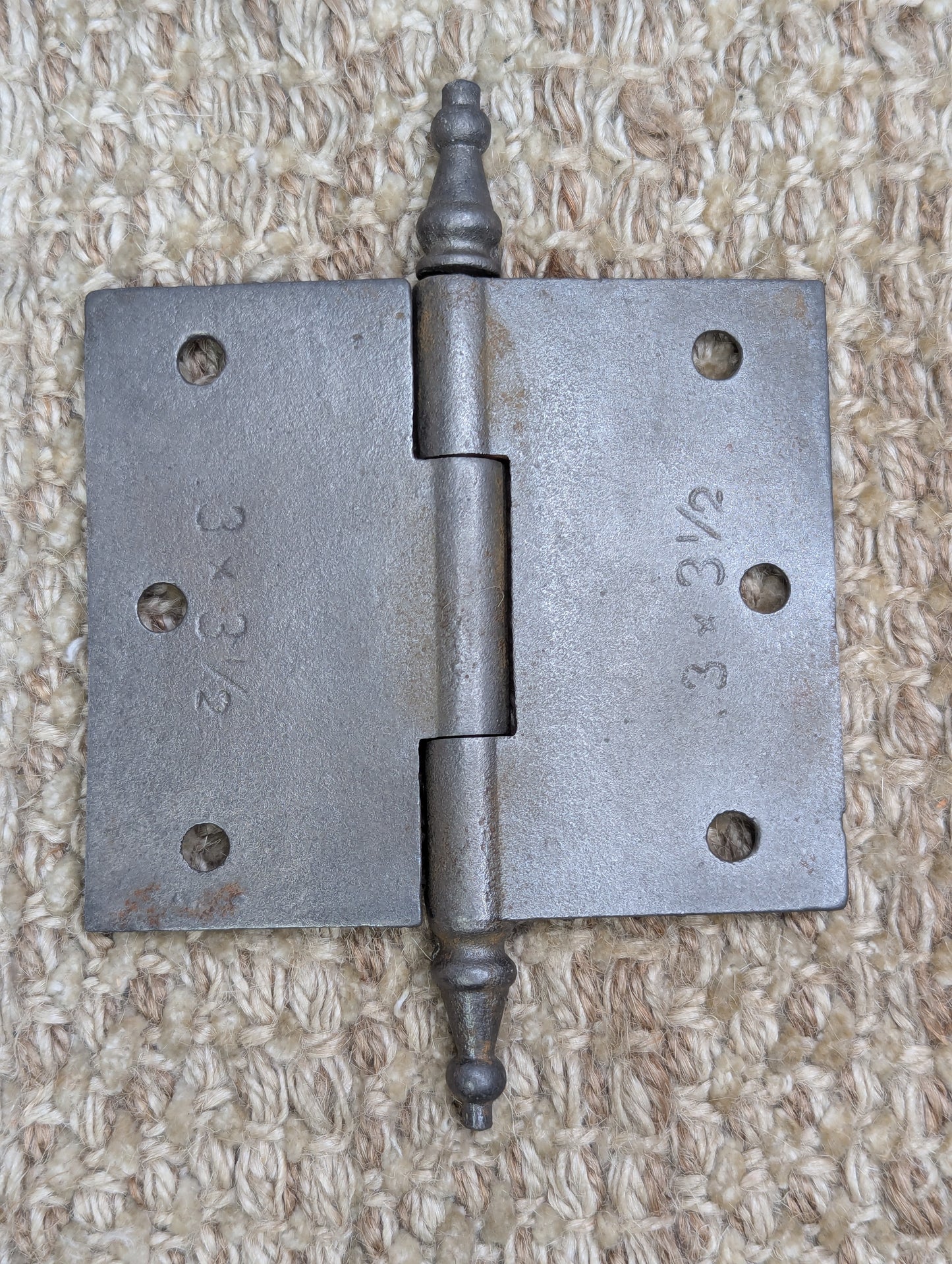 3 1/2" x 3" Antique Decorative Cast Iron Steeple Tip Hinge