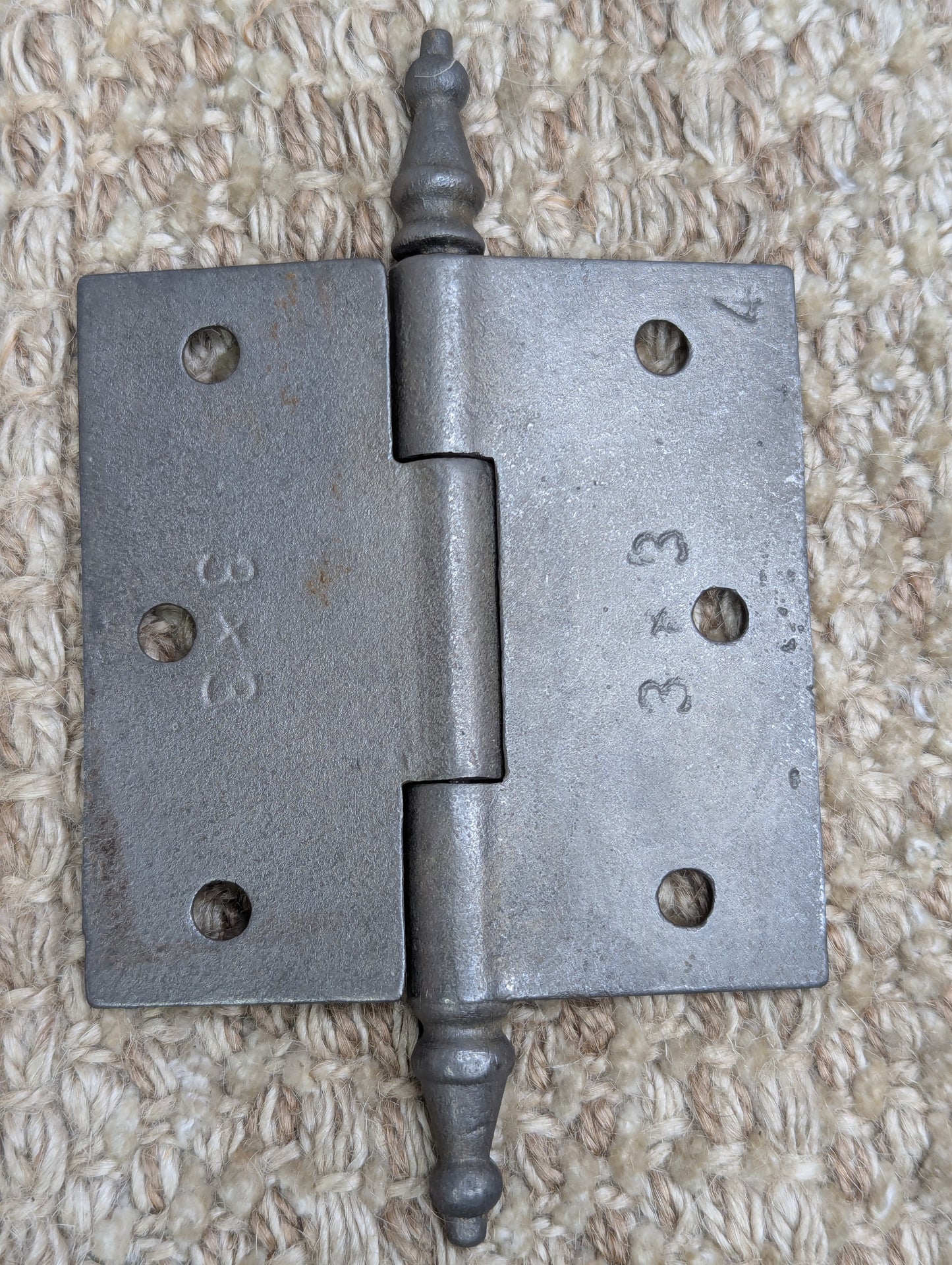 3" x 3" Antique Ornate Cast Iron Steeple Hinge