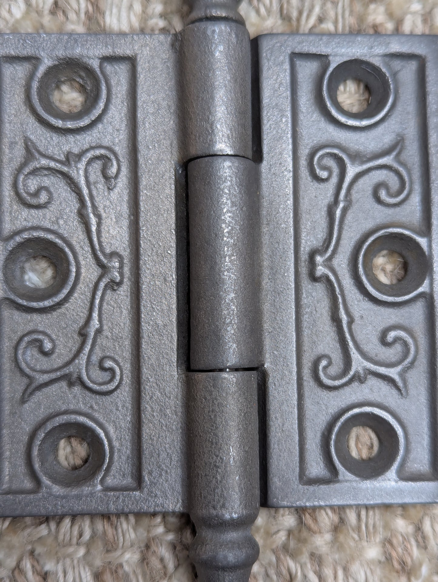 3" x 3" Antique Ornate Cast Iron Steeple Hinge