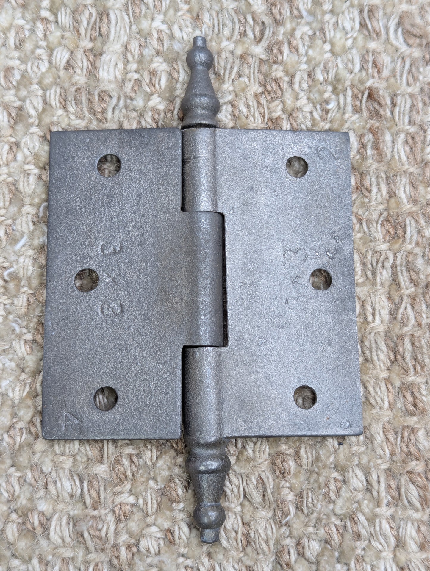 3" x 3" Antique Ornate Cast Iron Steeple Hinge