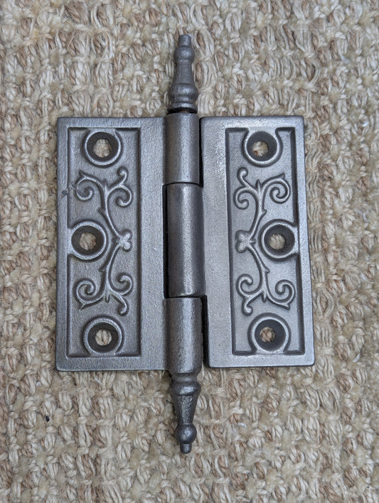 3 1/2" x 3 1/2" Antique Ornate Cast Iron Steeple Hinge