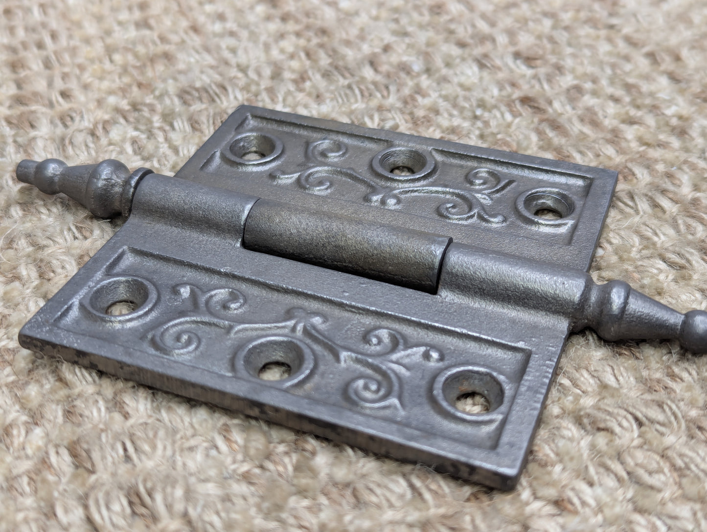 3 1/2" x 3 1/2" Antique Ornate Cast Iron Steeple Hinge
