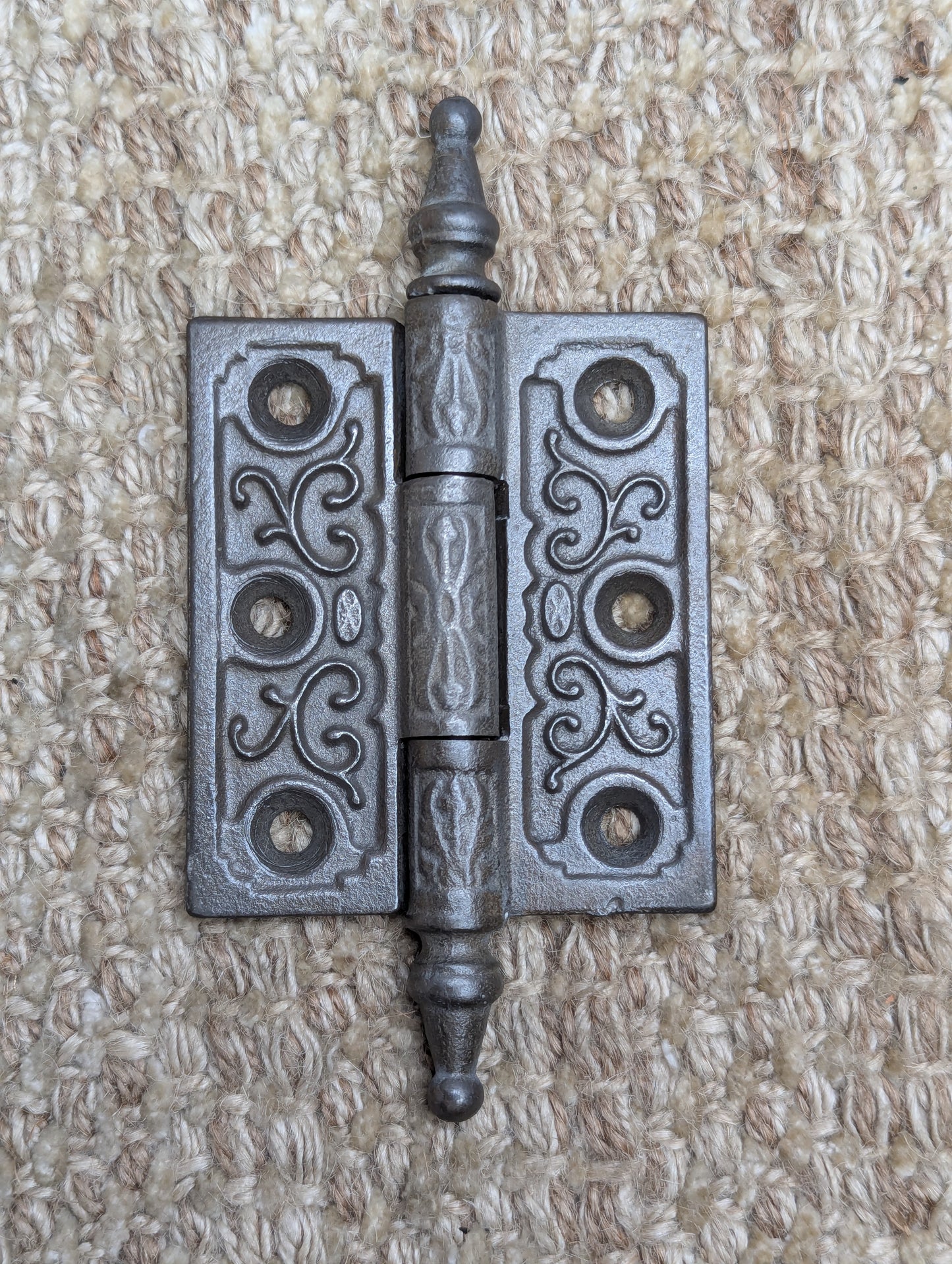 2 1/2" x 3" Antique Clark & Co Ornate Cast Iron Steeple Tip Hinge Door Hardware