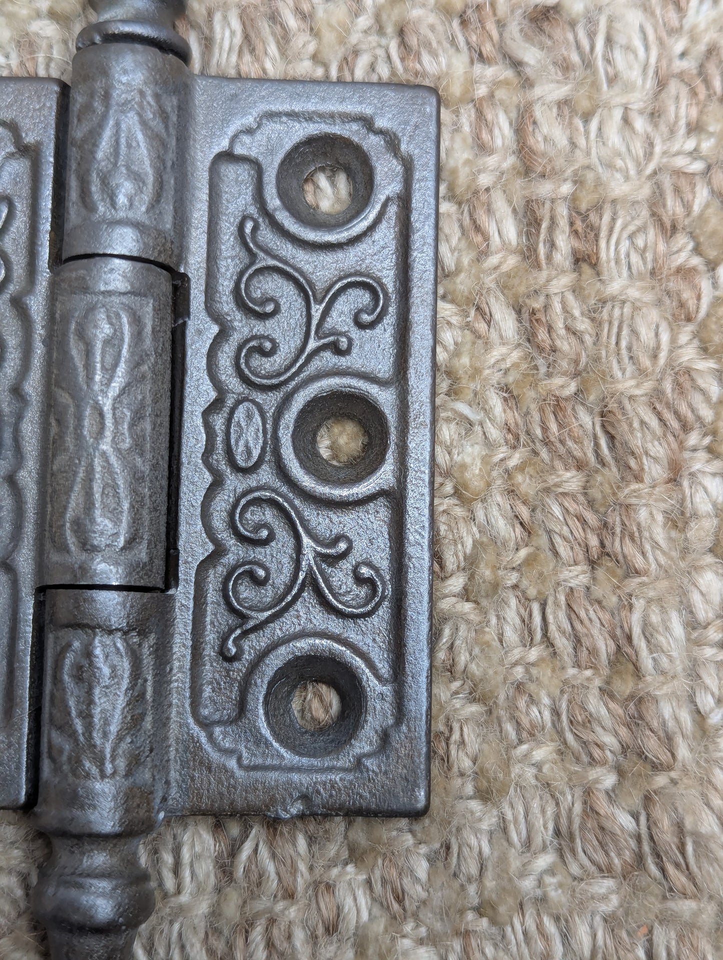 2 1/2" x 3" Antique Clark & Co Ornate Cast Iron Steeple Tip Hinge Door Hardware