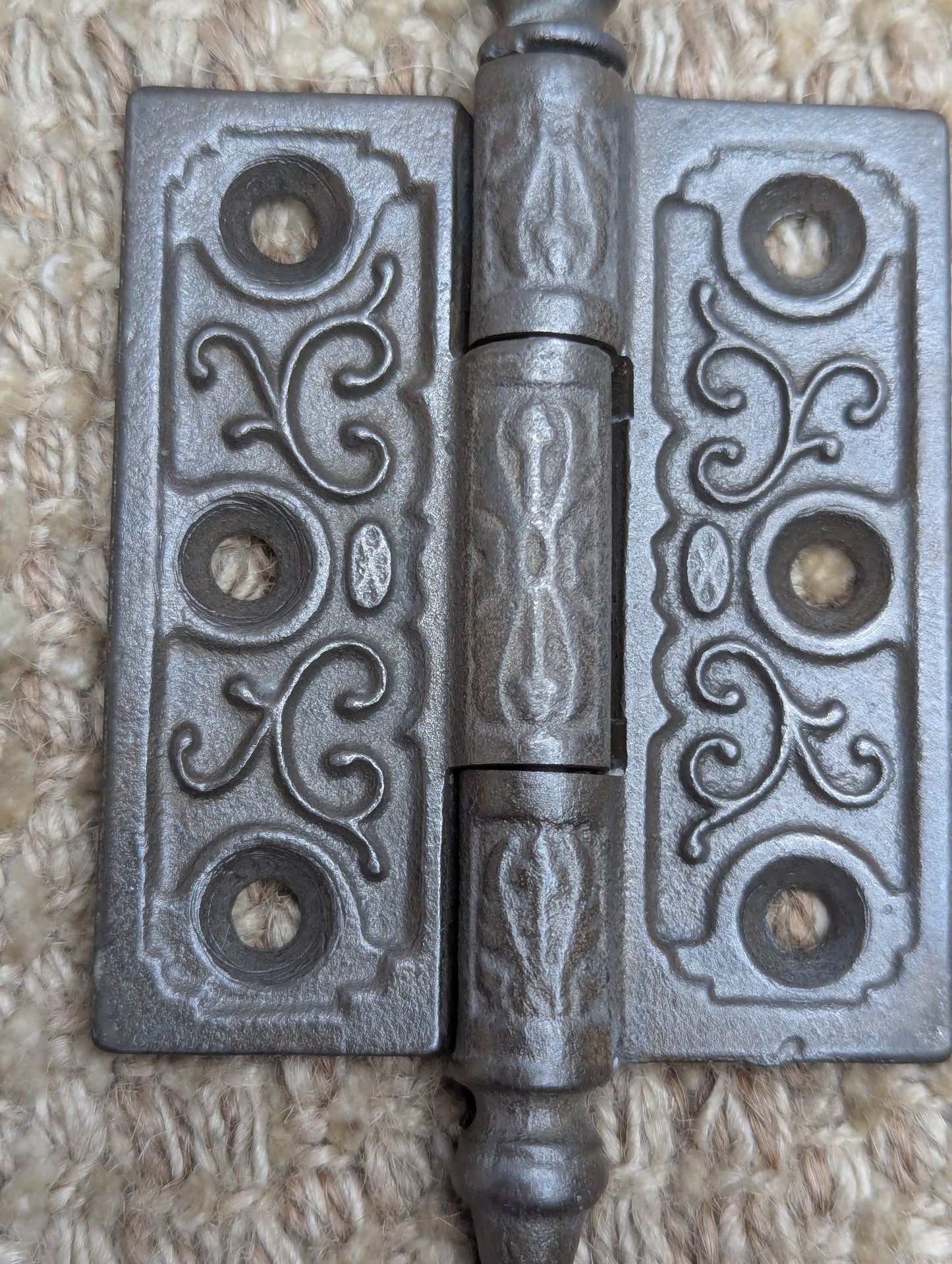2 1/2" x 3" Antique Clark & Co Ornate Cast Iron Steeple Tip Hinge Door Hardware