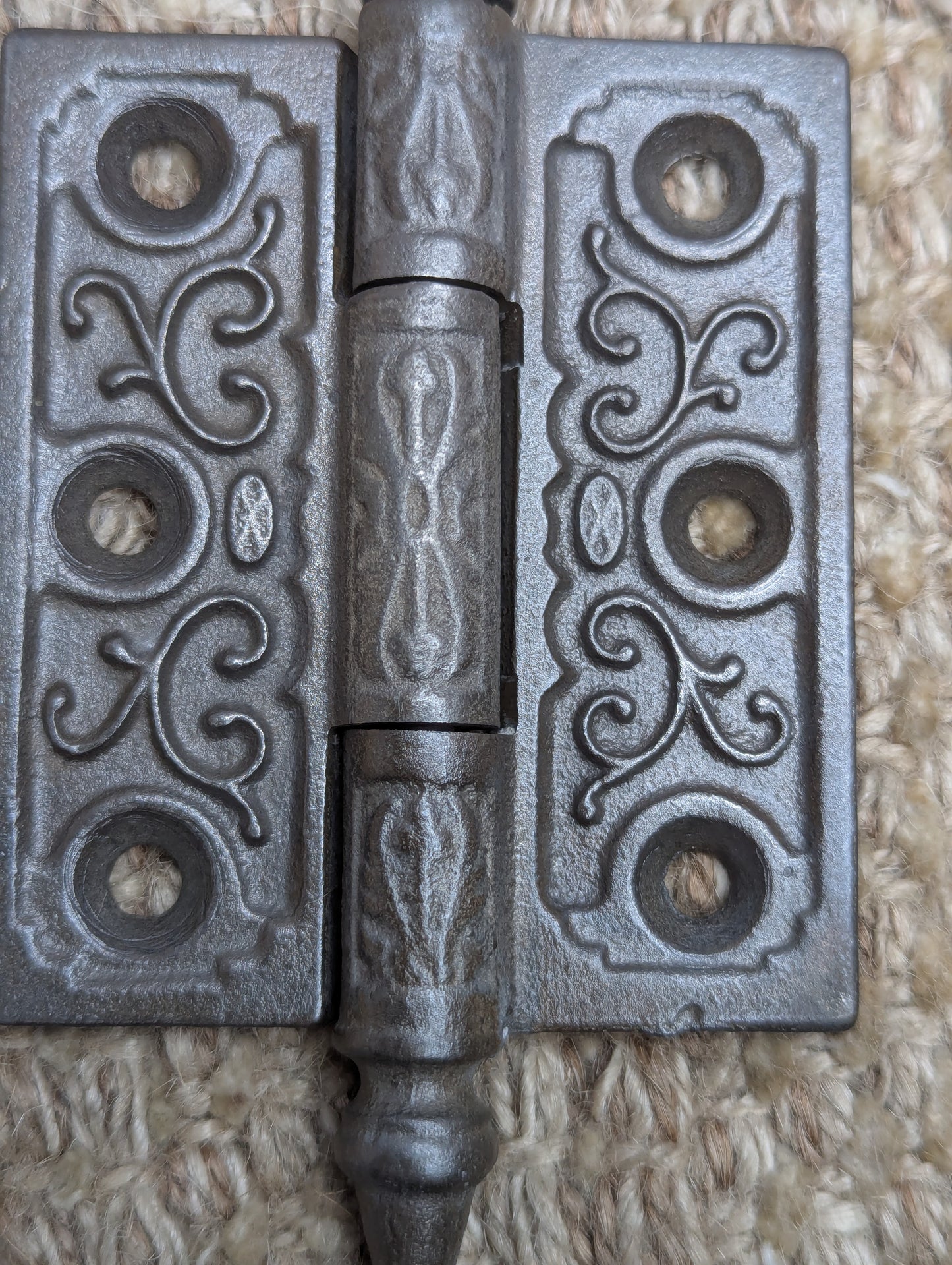 2 1/2" x 3" Antique Clark & Co Ornate Cast Iron Steeple Tip Hinge Door Hardware