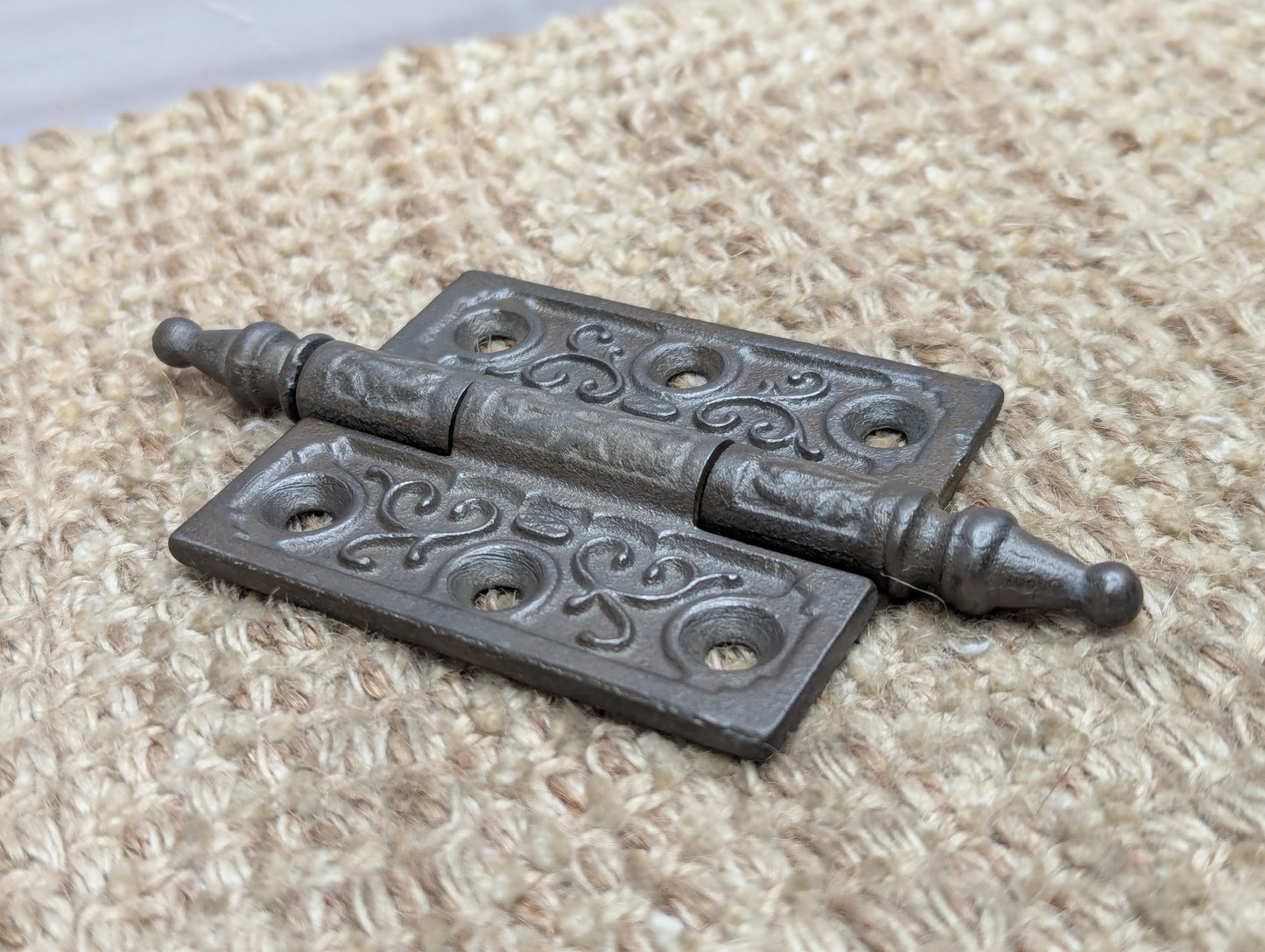 2 1/2" x 3" Antique Clark & Co Ornate Cast Iron Steeple Tip Hinge Door Hardware