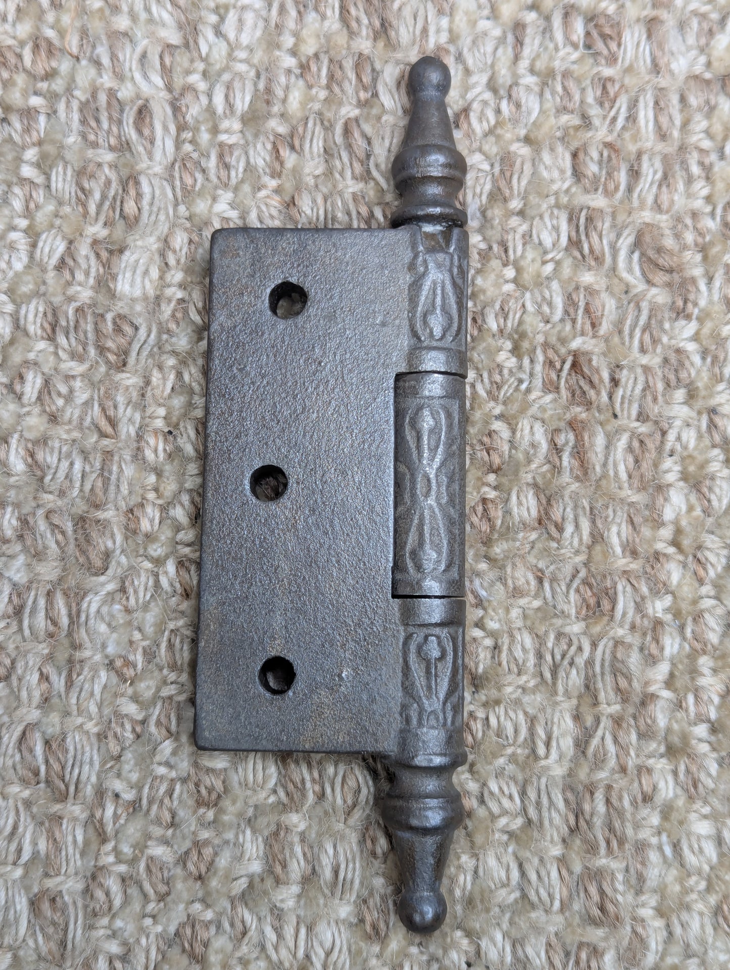 2 1/2" x 3" Antique Clark & Co Ornate Cast Iron Steeple Tip Hinge Door Hardware