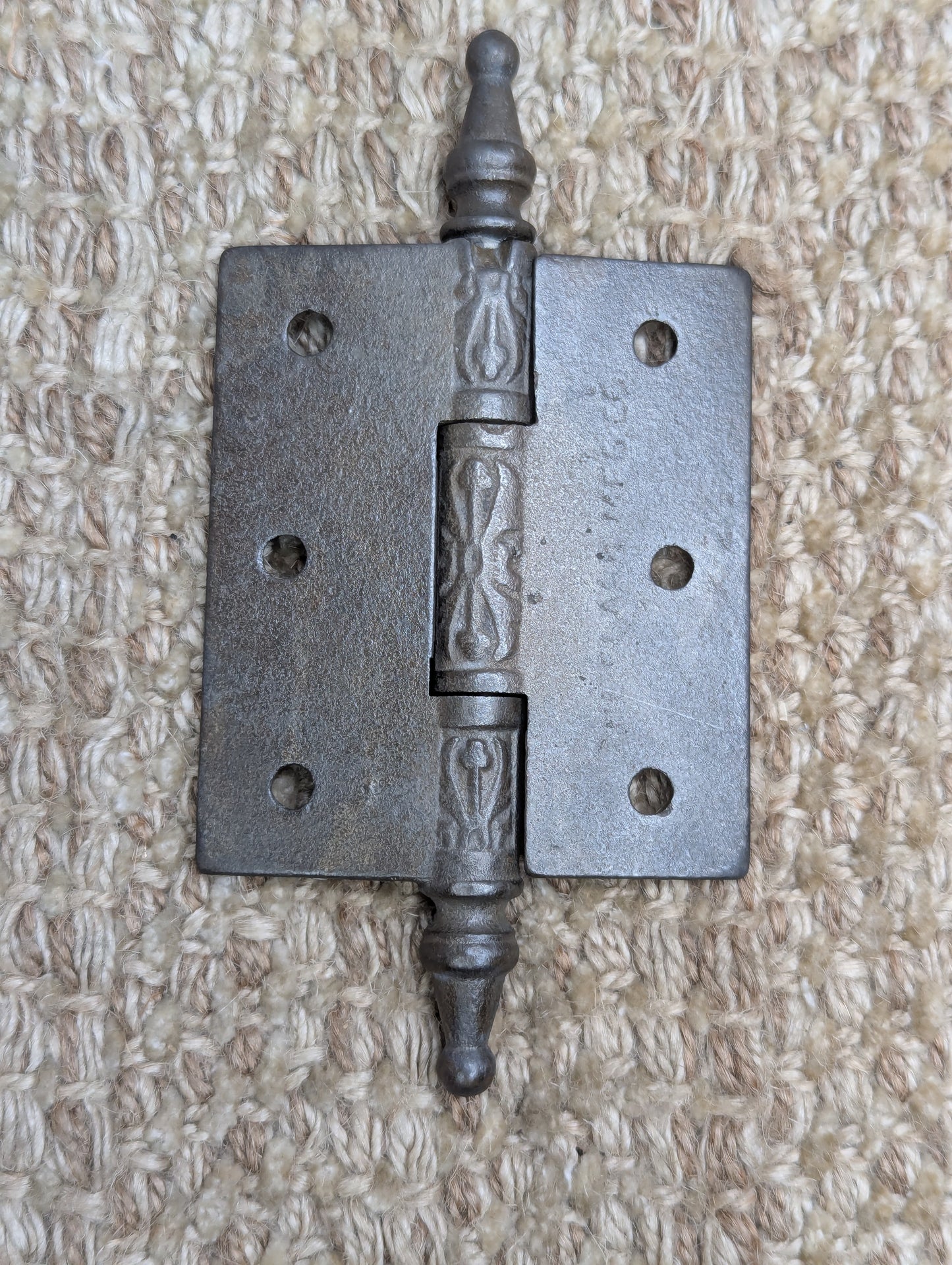 2 1/2" x 3" Antique Clark & Co Ornate Cast Iron Steeple Tip Hinge Door Hardware