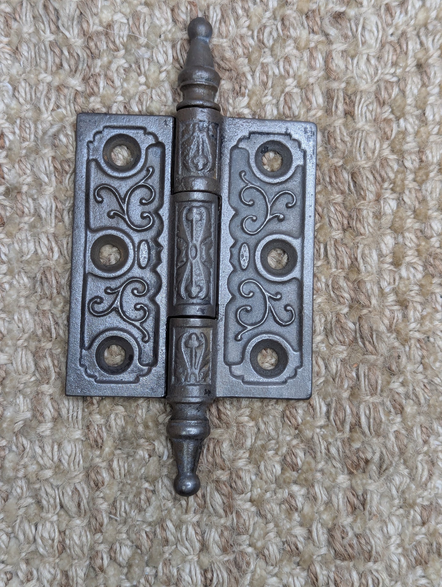 2 1/2" x 3" Antique Clark & Co Ornate Cast Iron Steeple Tip Hinge Door Hardware