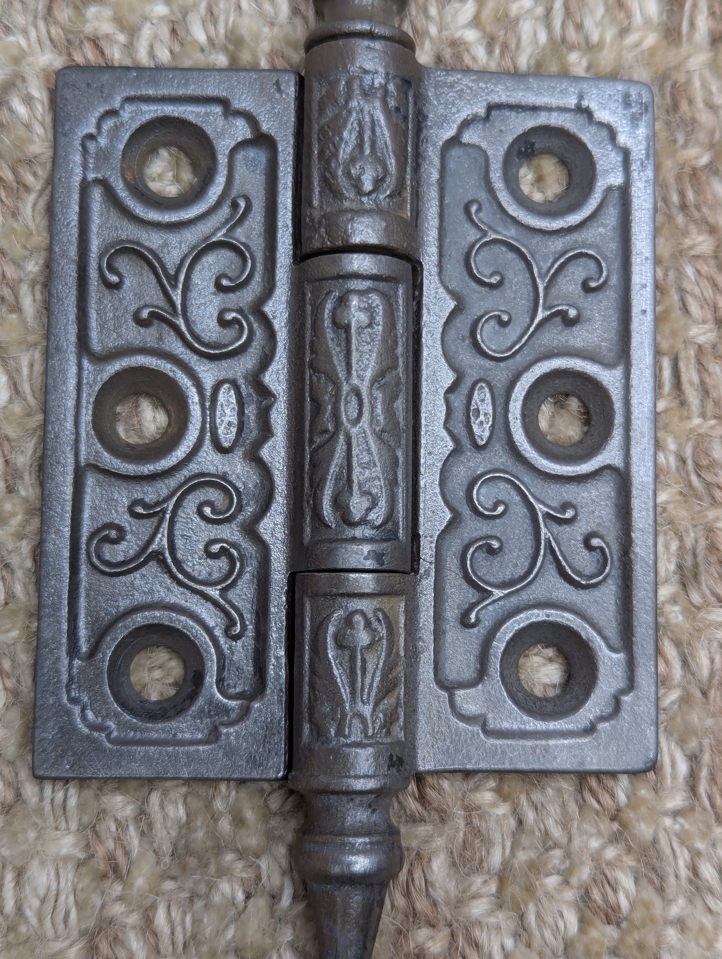 2 1/2" x 3" Antique Clark & Co Ornate Cast Iron Steeple Tip Hinge Door Hardware