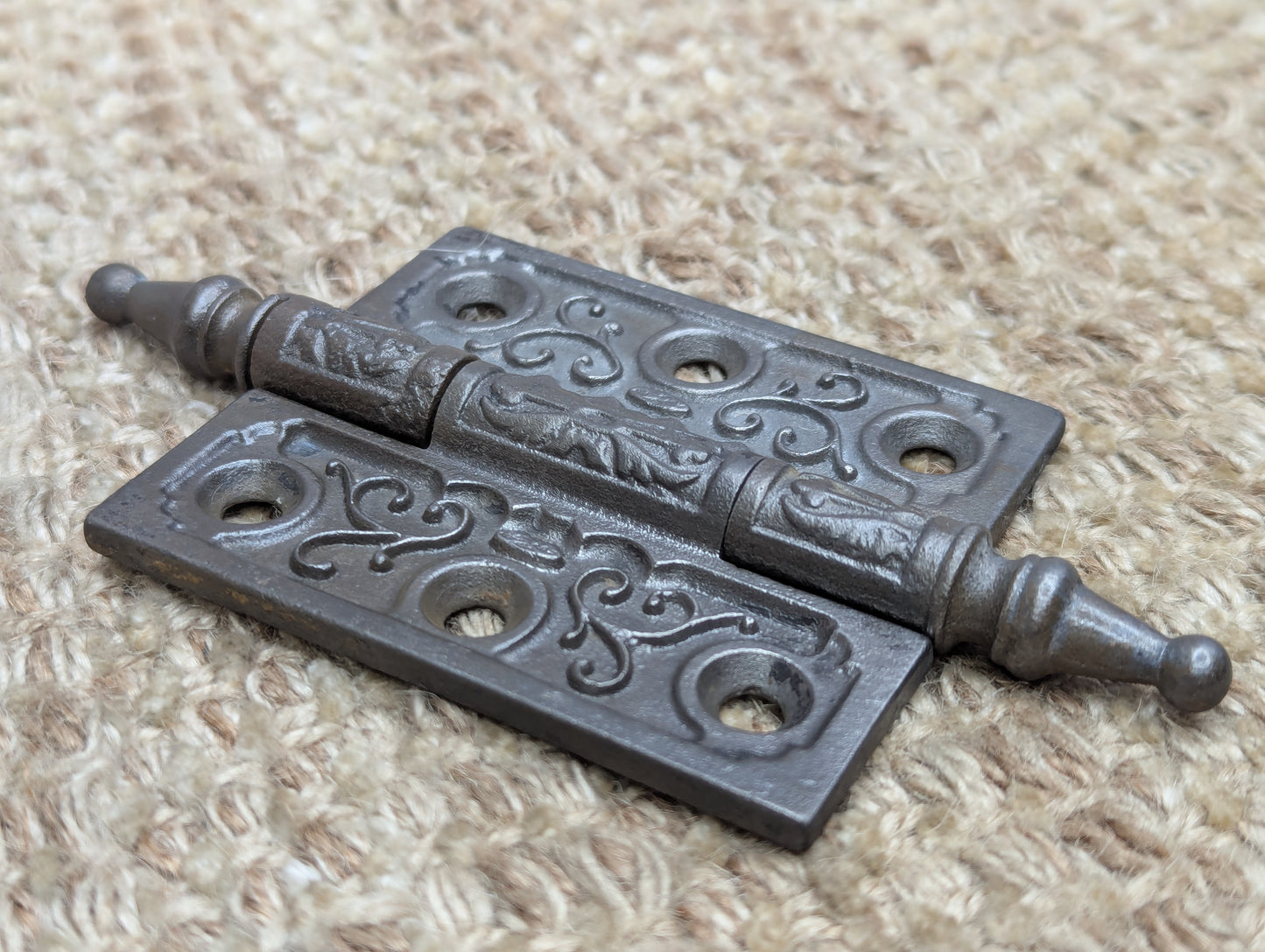2 1/2" x 3" Antique Clark & Co Ornate Cast Iron Steeple Tip Hinge Door Hardware