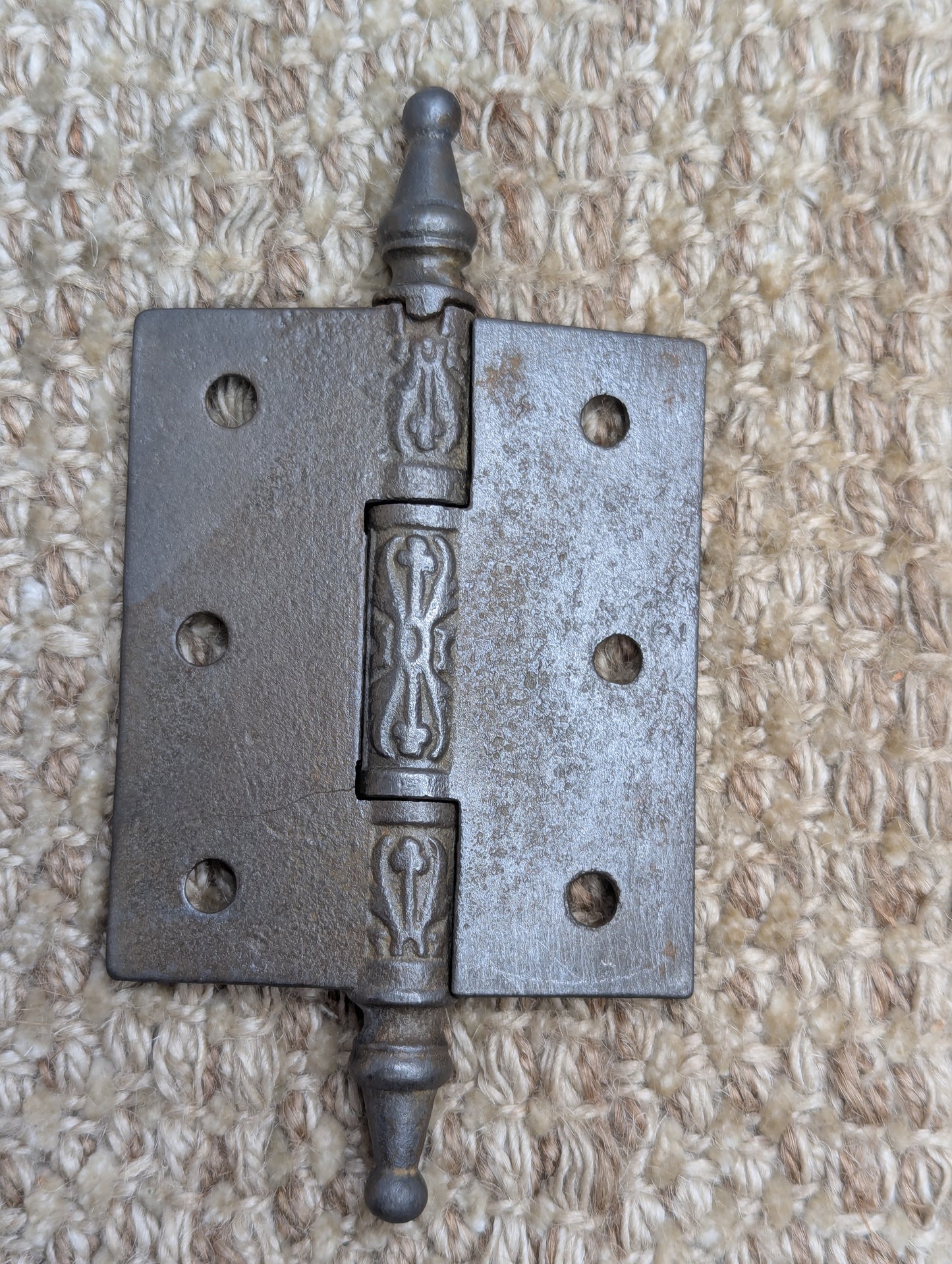 2 1/2" x 3" Antique Clark & Co Ornate Cast Iron Steeple Tip Hinge Door Hardware