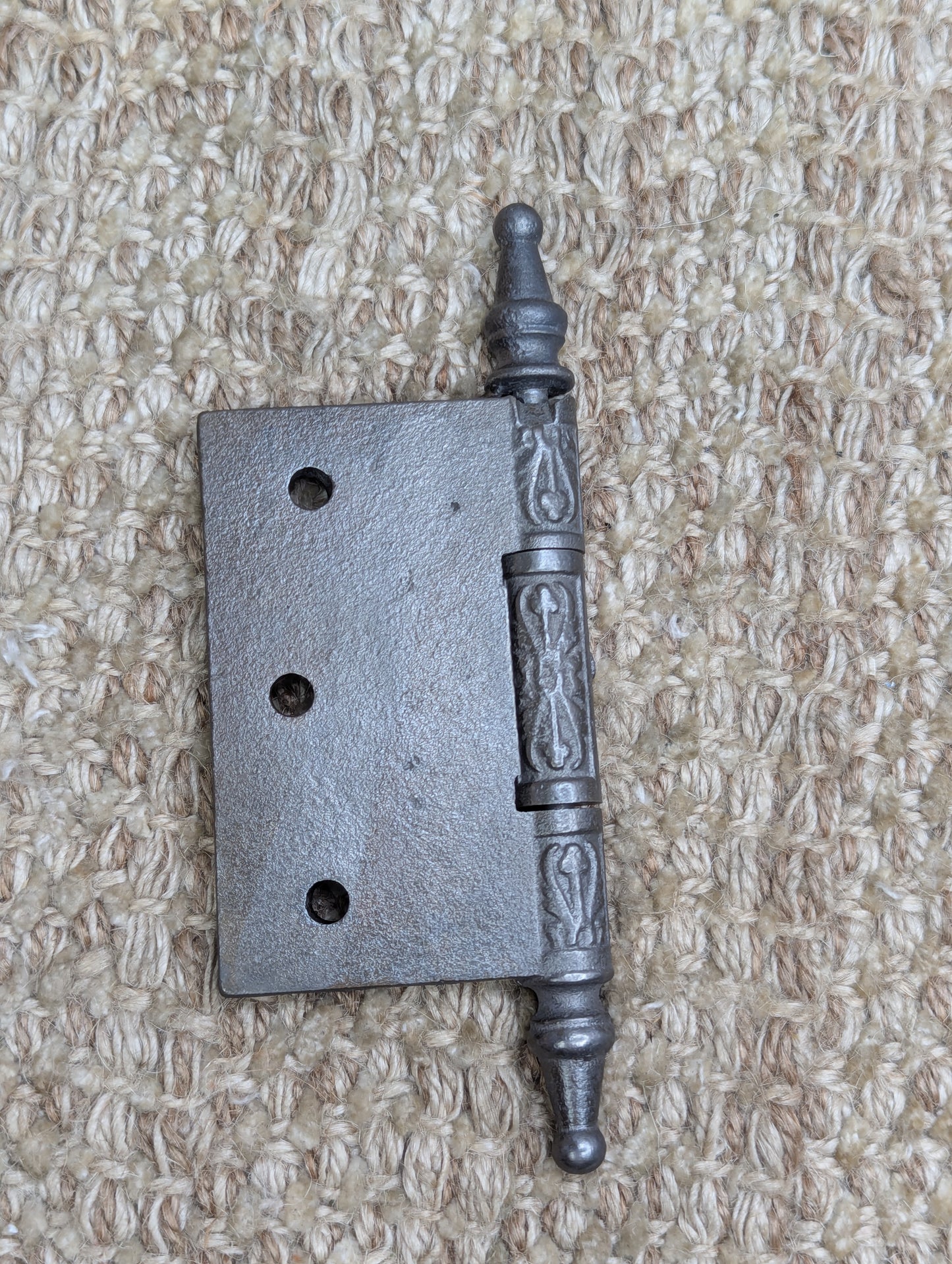 3 1/2" x 3" Antique Clark & Co Ornate Cast Iron Steeple Tip Hinge Door Hardware