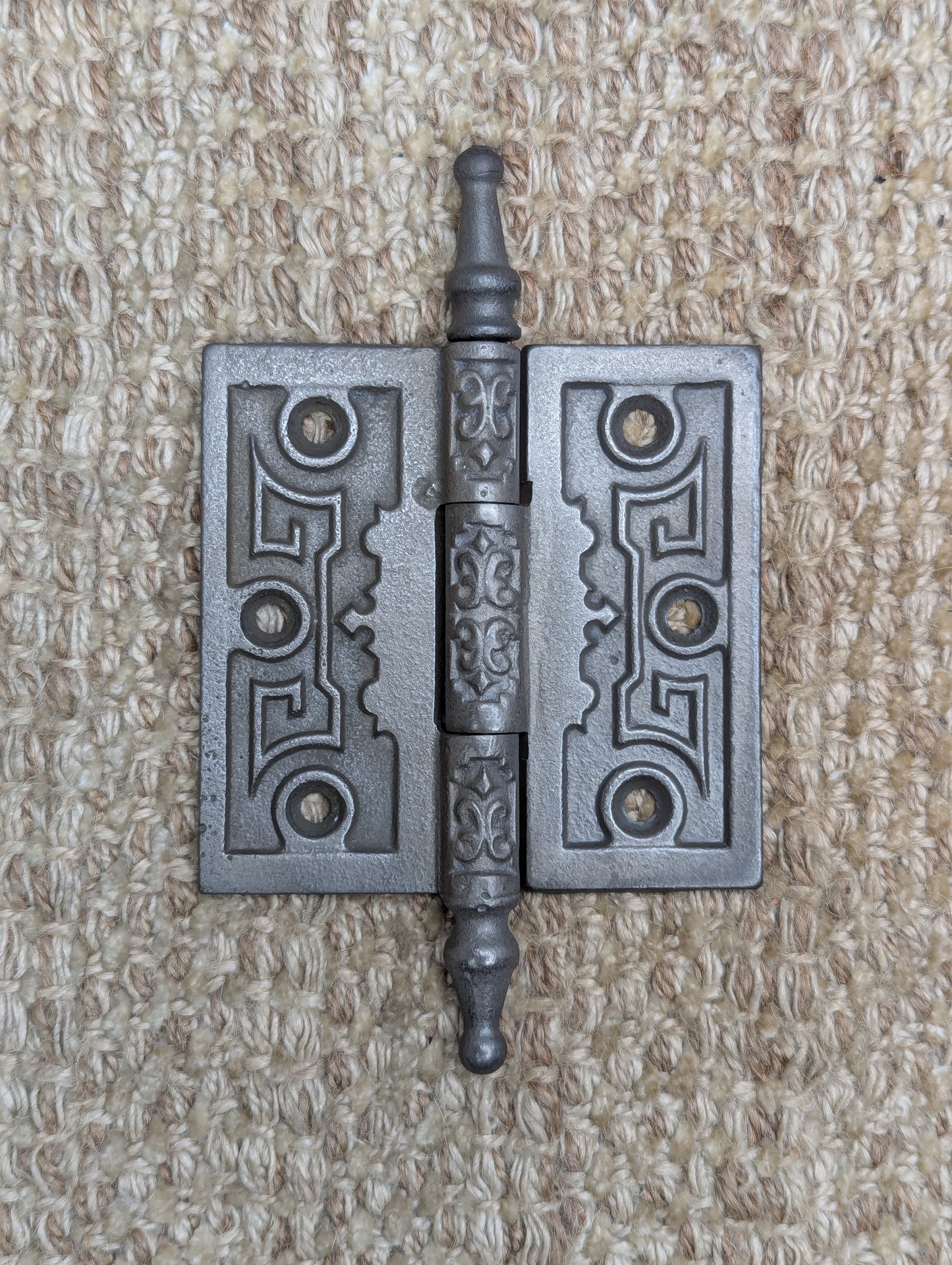 3 1/2" x 3 1/2" Antique Ornate Cast Iron Steeple Tip Hinge Door Hardware