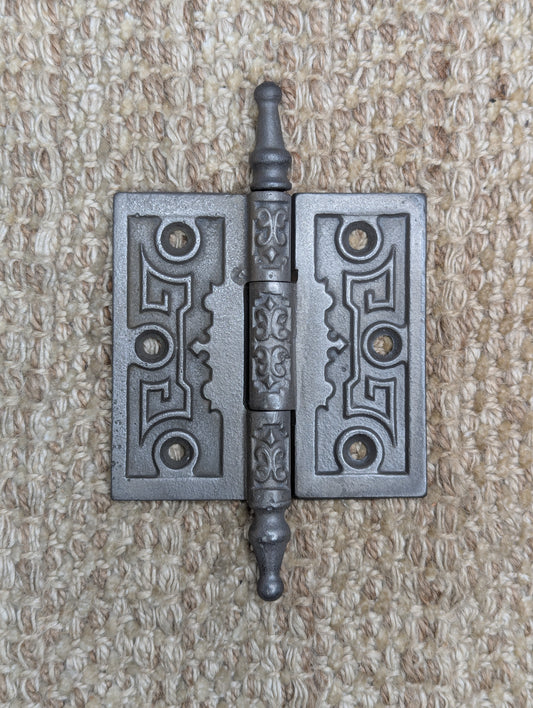 3 1/2" x 3 1/2" Antique Ornate Cast Iron Steeple Tip Hinge Door Hardware