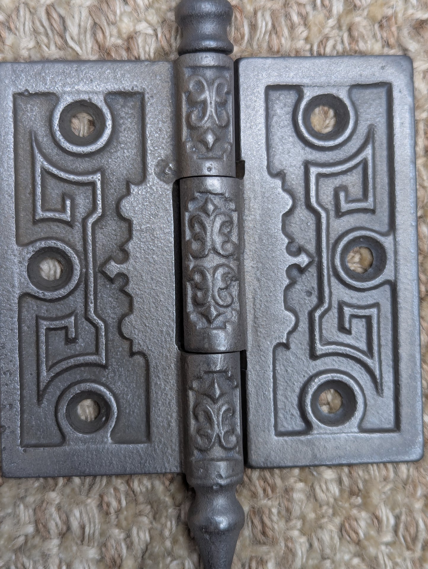 3 1/2" x 3 1/2" Antique Ornate Cast Iron Steeple Tip Hinge Door Hardware