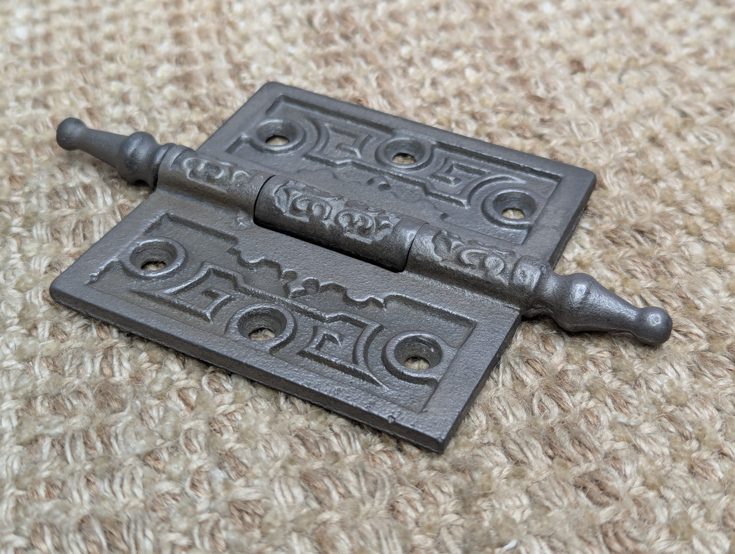 3 1/2" x 3 1/2" Antique Ornate Cast Iron Steeple Tip Hinge Door Hardware