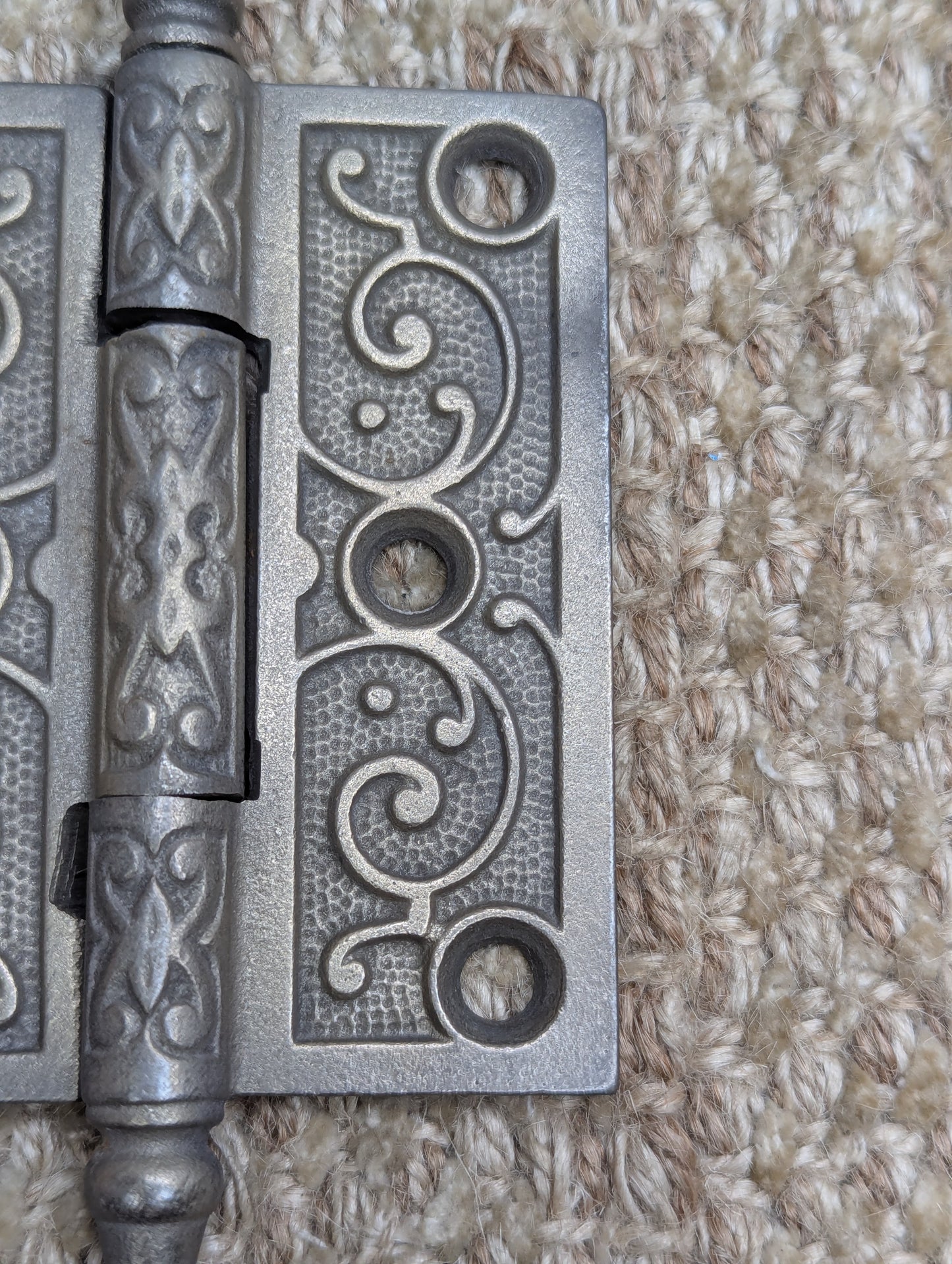 3" x 3 1/2" Antique Ornate Cast Iron Steeple Hinge