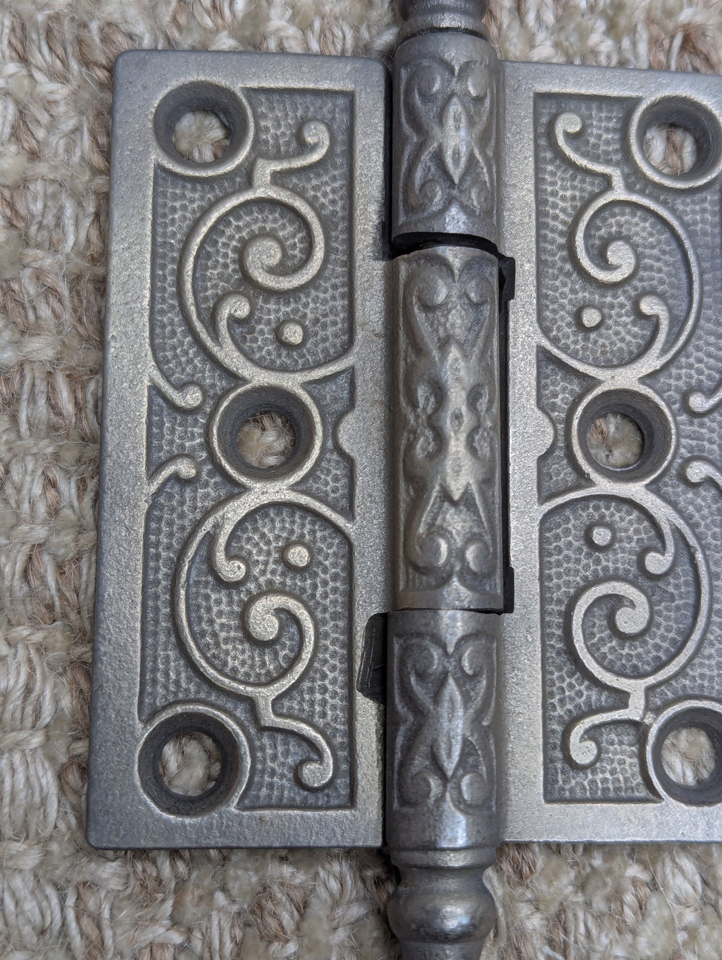 3" x 3 1/2" Antique Ornate Cast Iron Steeple Hinge