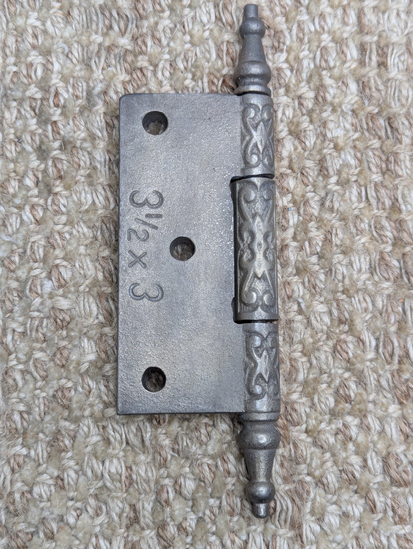 3" x 3 1/2" Antique Ornate Cast Iron Steeple Hinge