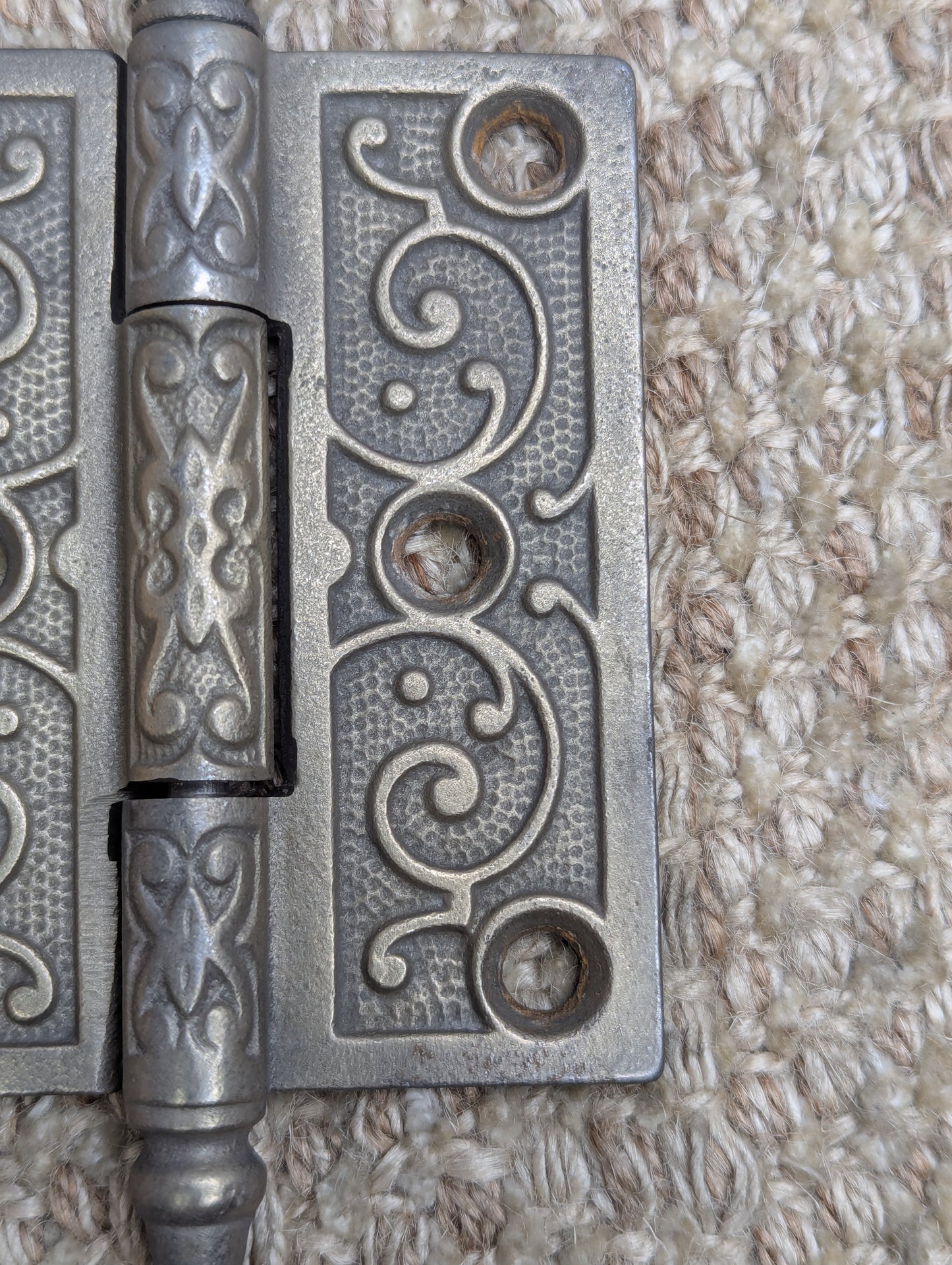 3" x 3 1/2" Antique Ornate Cast Iron Steeple Hinge