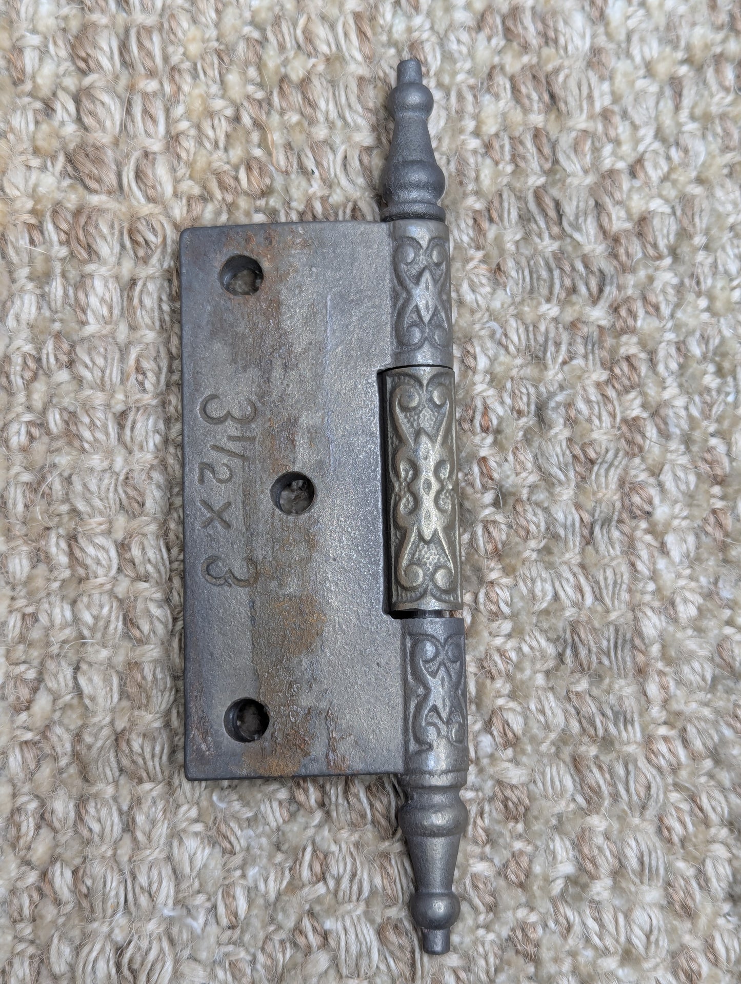 3" x 3 1/2" Antique Ornate Cast Iron Steeple Hinge