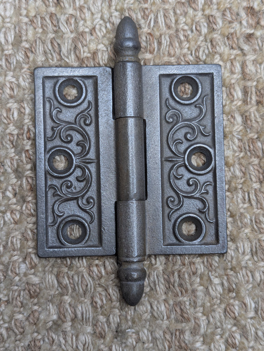 3" x 3" Antique Decorative Cast Iron Acorn Tip Hinge