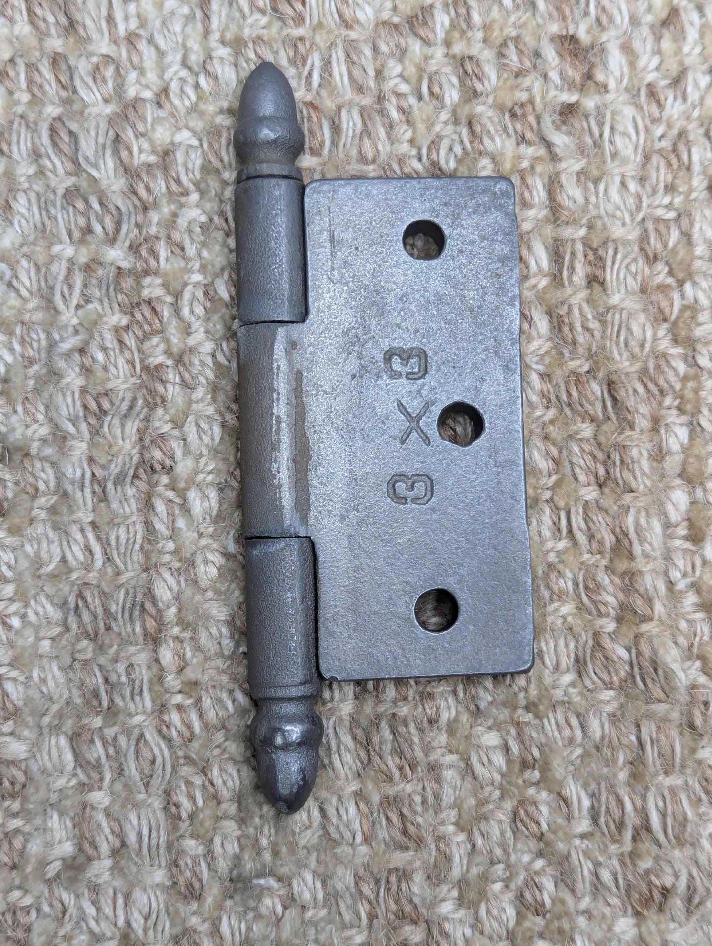 3" x 3" Antique Decorative Cast Iron Acorn Tip Hinge