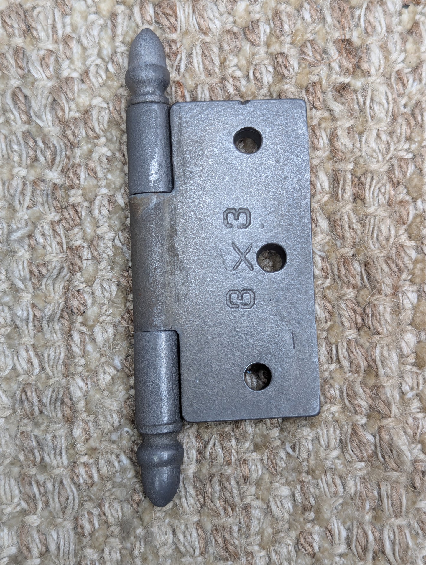 3" x 3" Antique Decorative Cast Iron Acorn Tip Hinge