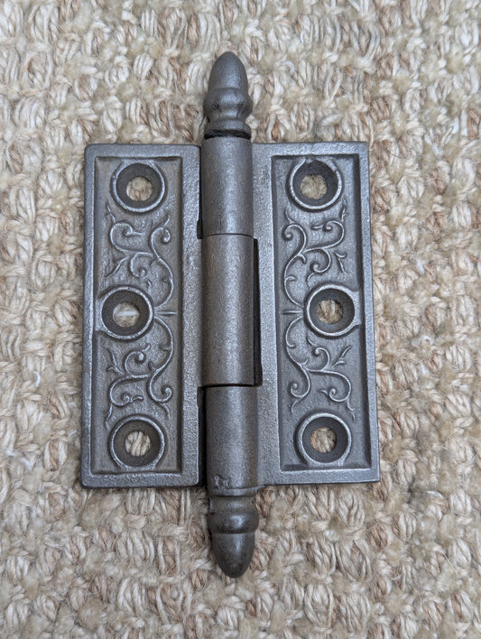 2 1/2" x 3" Antique Decorative Cast Iron Acorn Tip Hinge