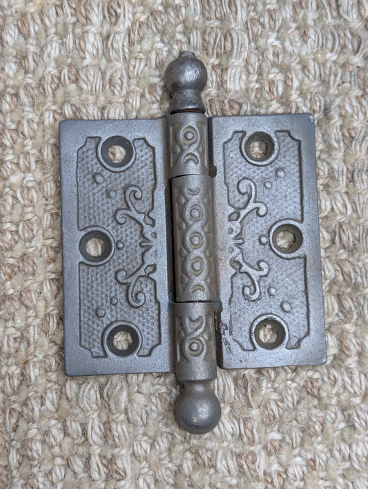 3" x 3" Antique Decorative Cast Iron Ball Tip Hinge