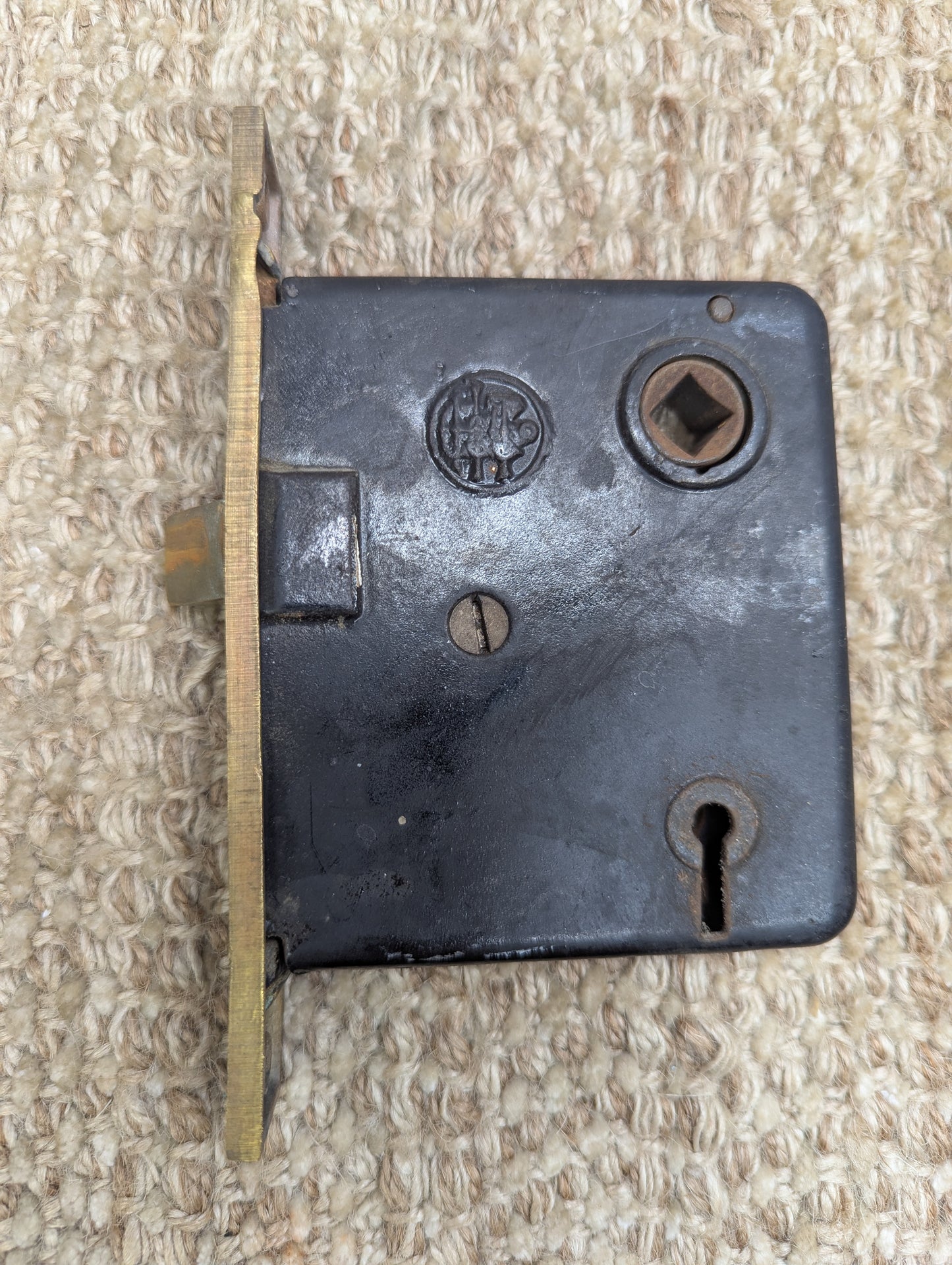 Antique Interior Mortise Lock #0290, Glass Door Knobs & Brass Door Knob Plates