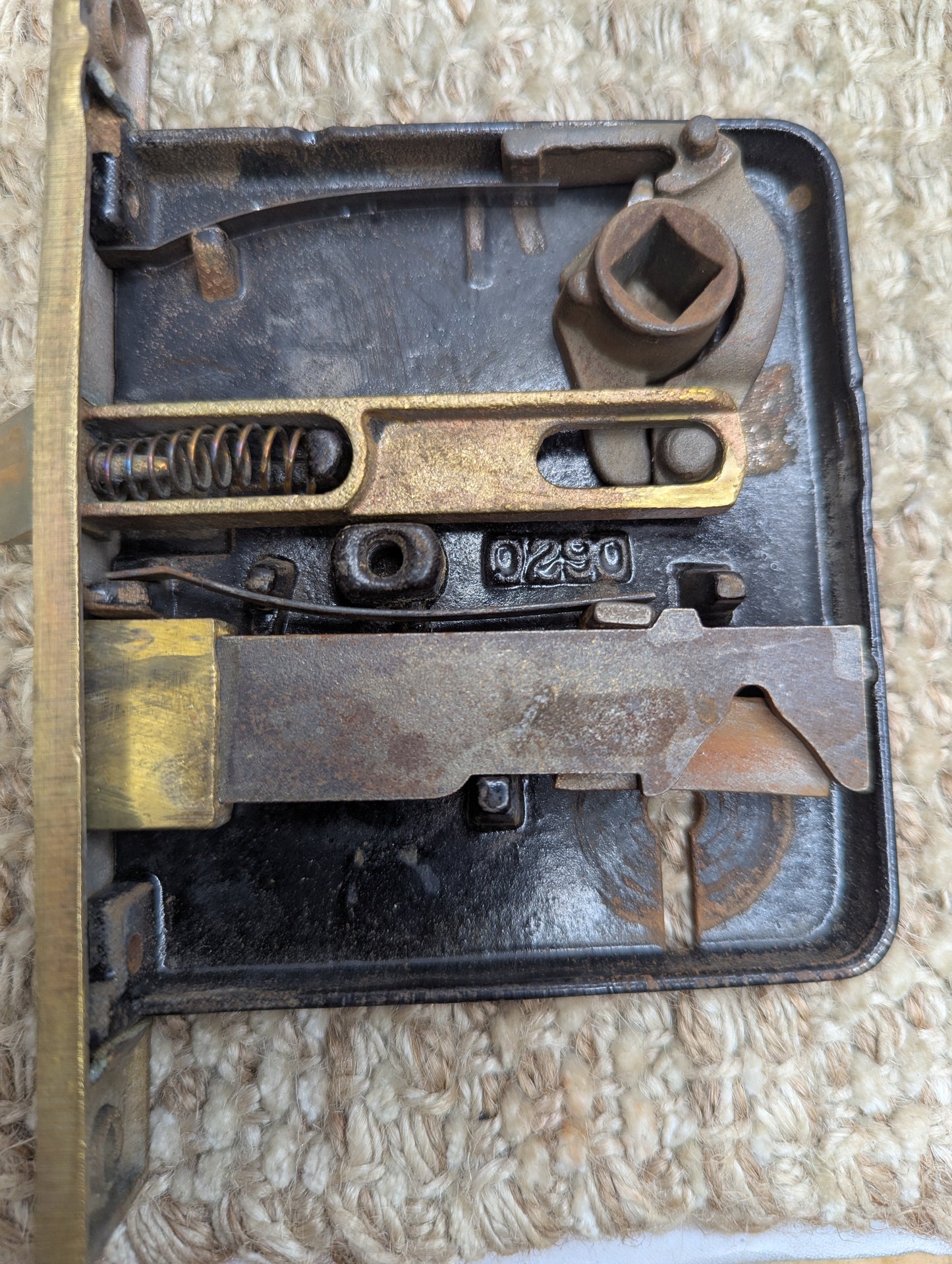 Antique Interior Mortise Lock #0290, Glass Door Knobs & Brass Door Knob Plates