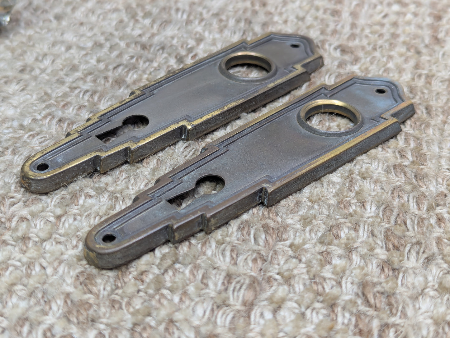Antique Interior Mortise Lock #0290, Glass Door Knobs & Brass Door Knob Plates