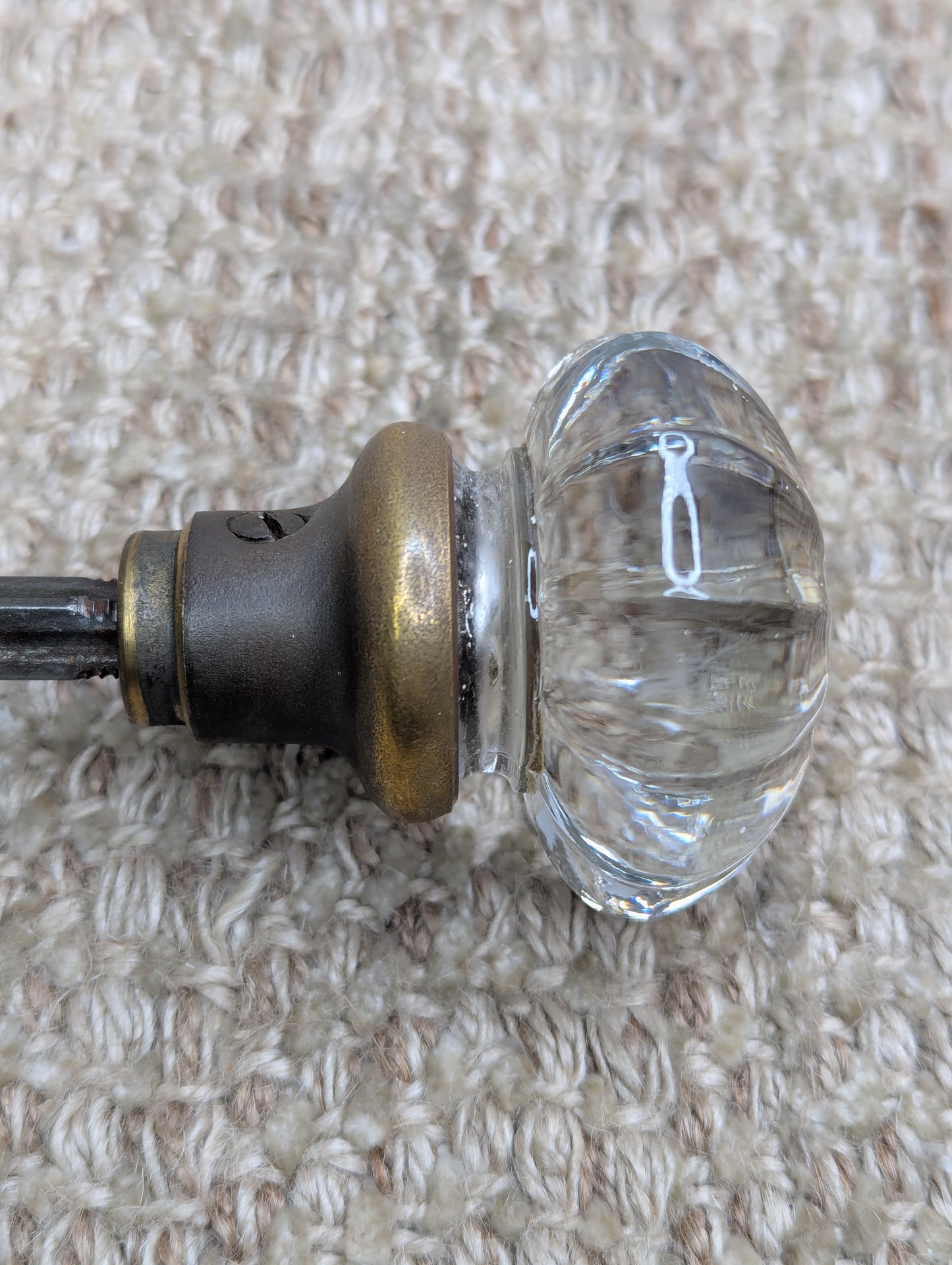 Antique Interior Mortise Lock #0290, Glass Door Knobs & Brass Door Knob Plates