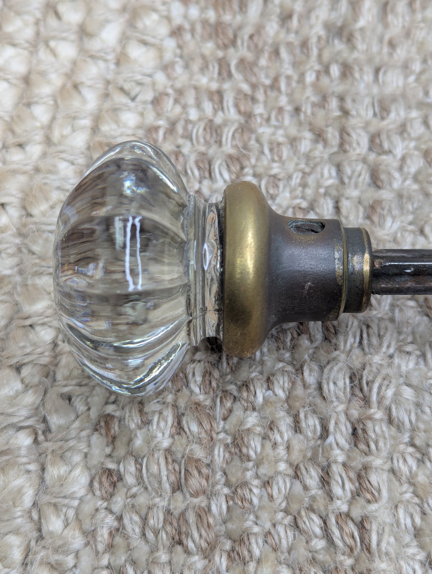 Antique Interior Mortise Lock #0290, Glass Door Knobs & Brass Door Knob Plates