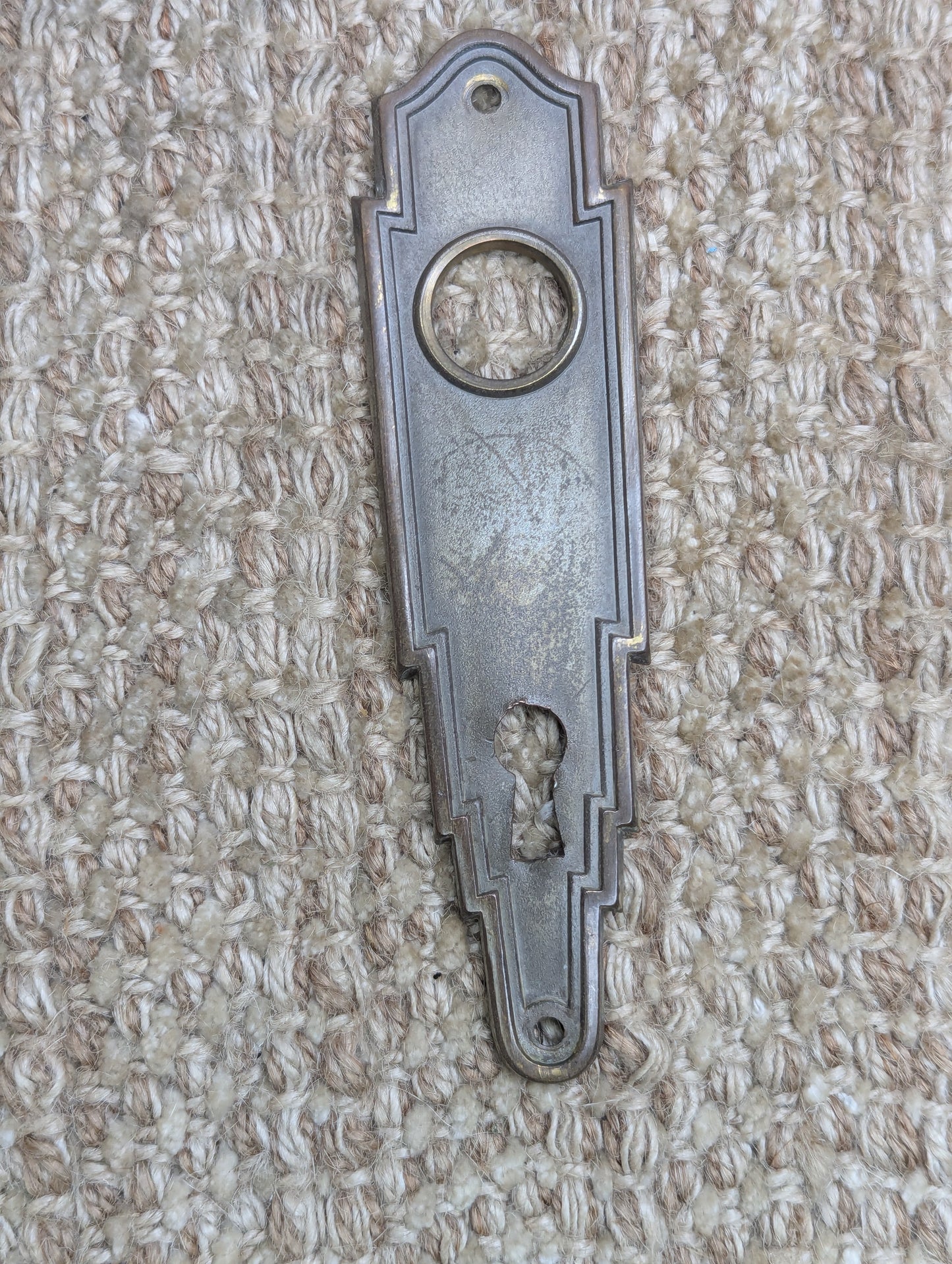 Pair of 2" x 5 1/2" Antique Stamped Brass Door Knob Plate Hardware