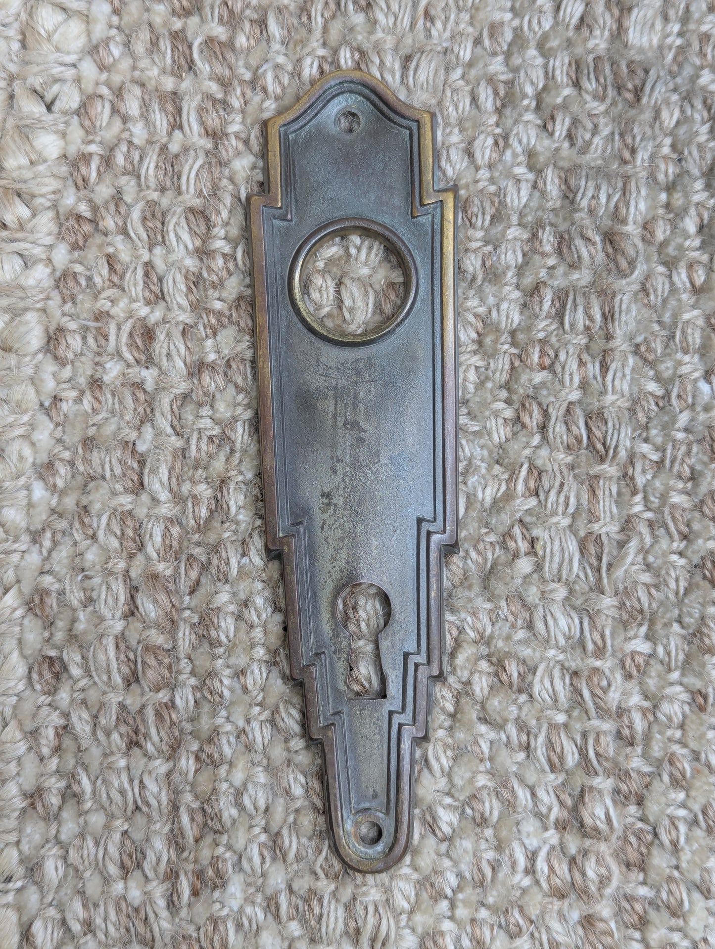 Pair of 2" x 5 1/2" Antique Stamped Brass Door Knob Plate Hardware