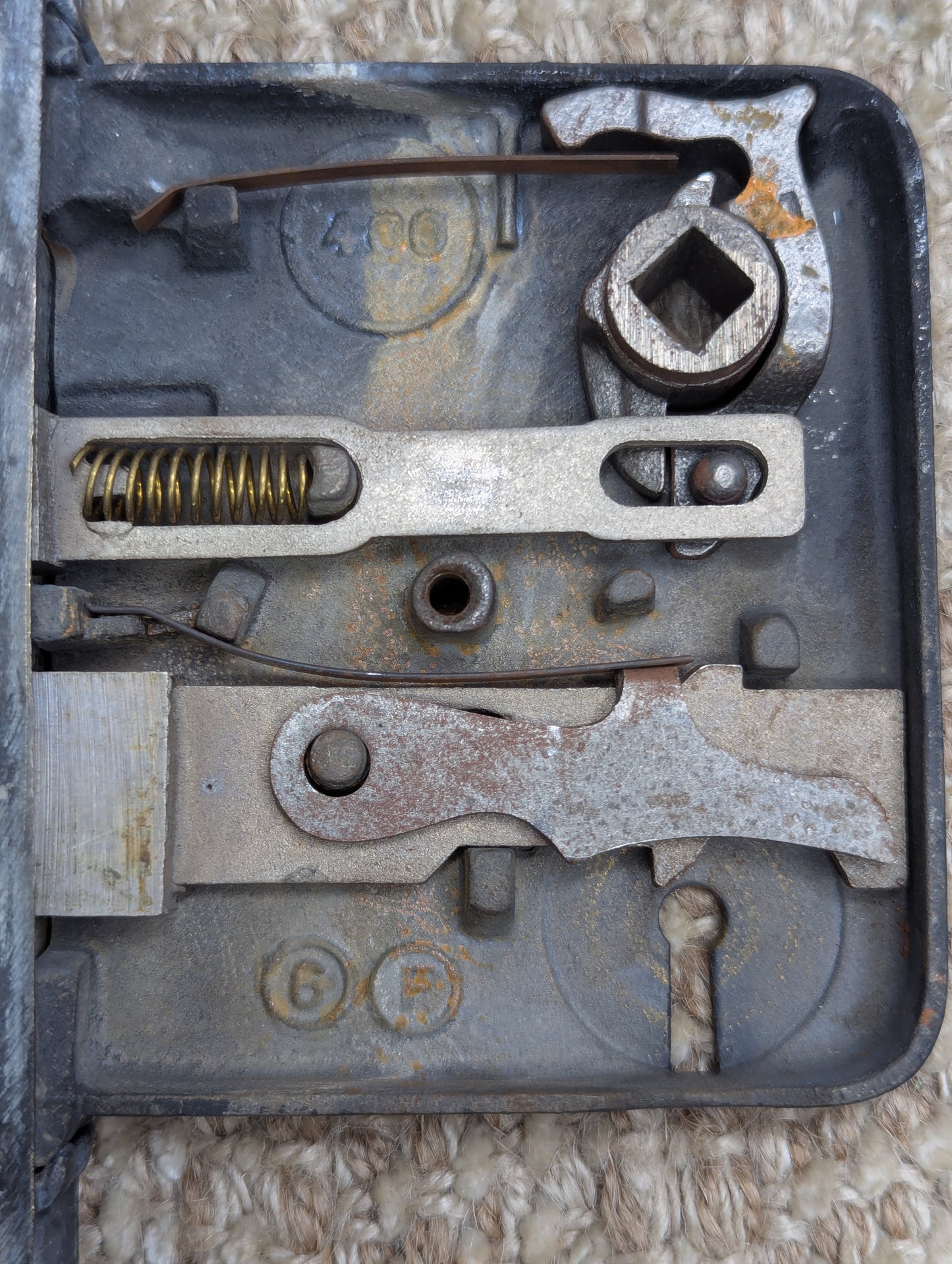 Antique Earle Interior Mortise Lock #400 Door Hardware With Key & Strike Plate