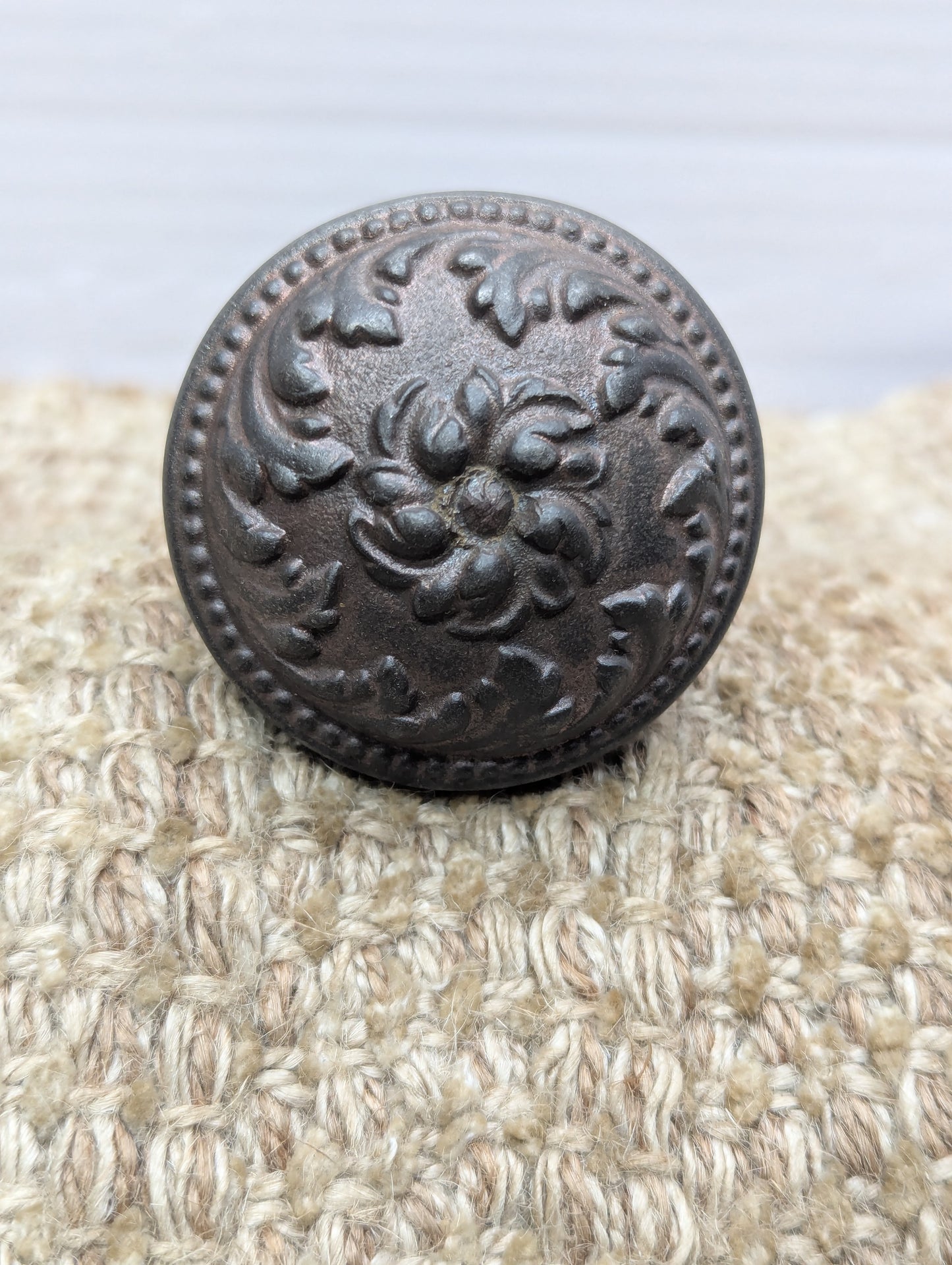 Antique Yale & Towne Monaco Cast Iron Door Knobs and Plates Set Circa 1905