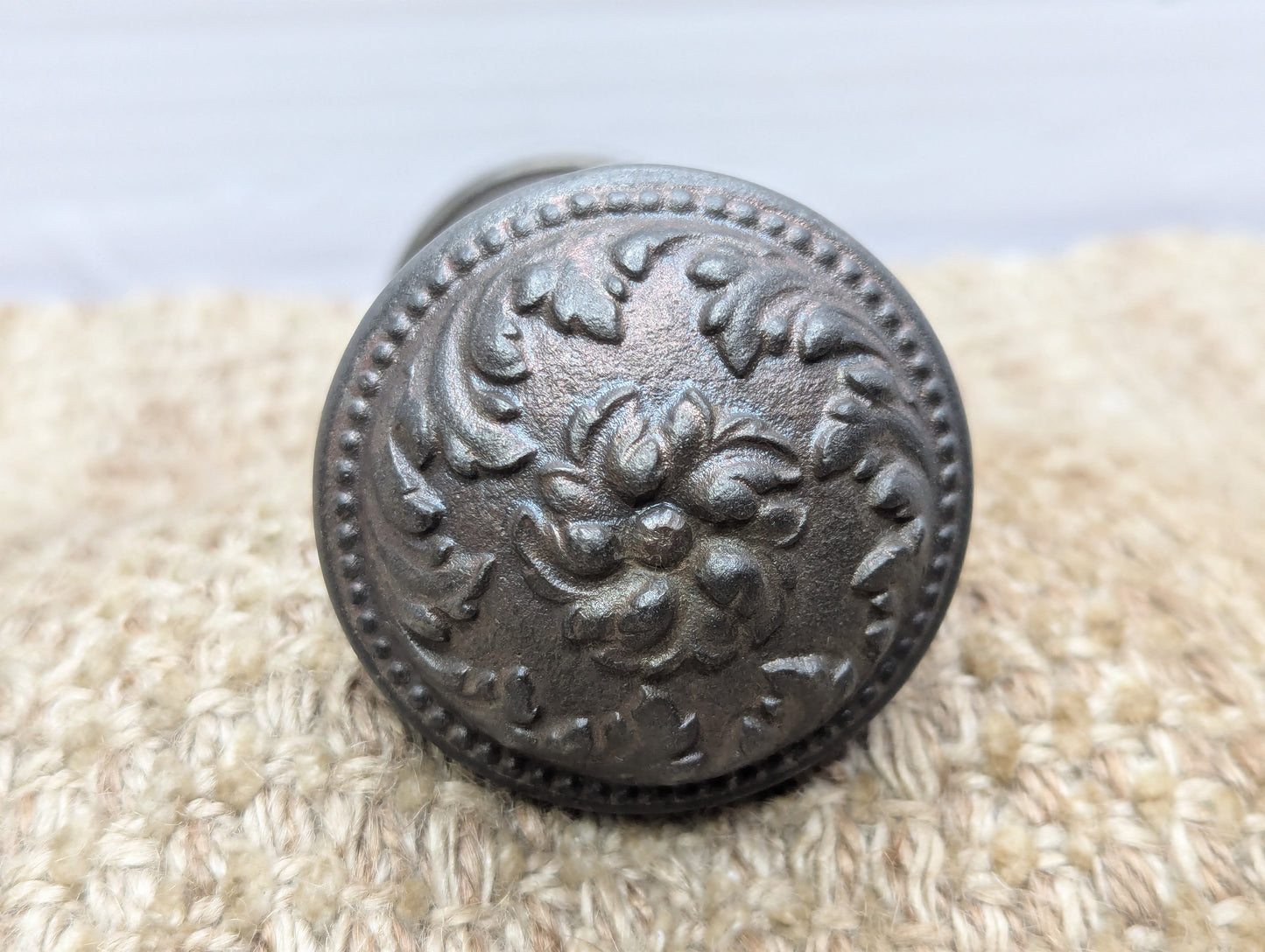 Antique Yale & Towne Monaco Cast Iron Door Knobs and Plates Set Circa 1905