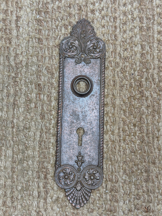 Antique Ornate Branford Lock Works Cast Iron Door Knob Plate Hardware