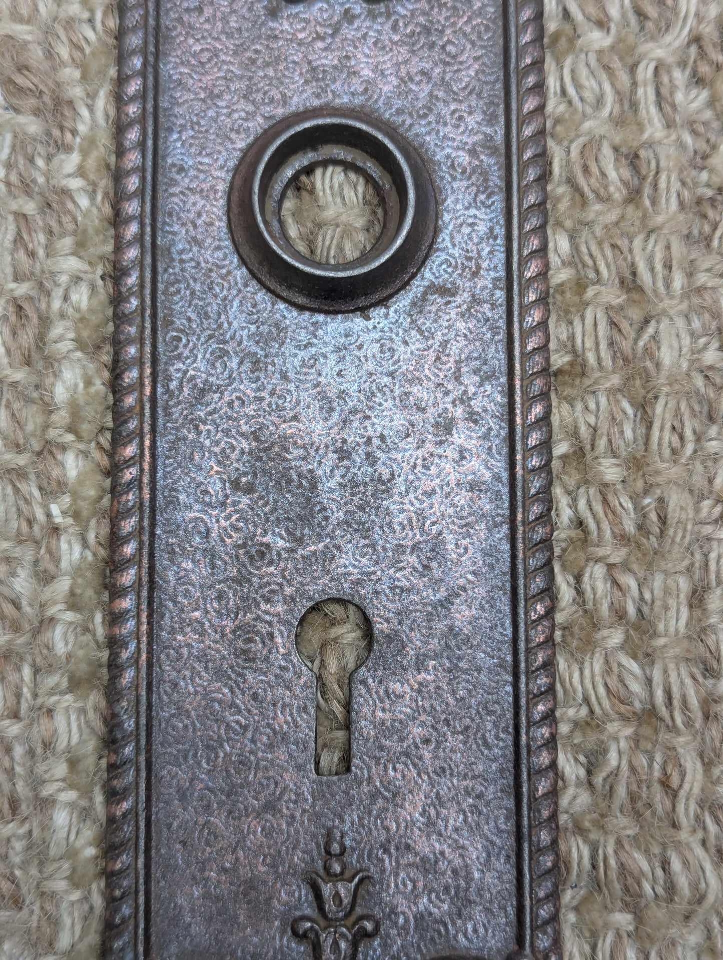 Antique Ornate Branford Lock Works Cast Iron Door Knob Plate Hardware