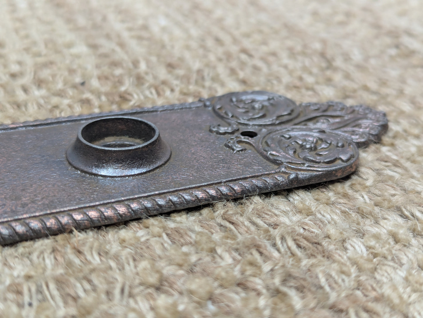 Antique Ornate Branford Lock Works Cast Iron Door Knob Plate Hardware