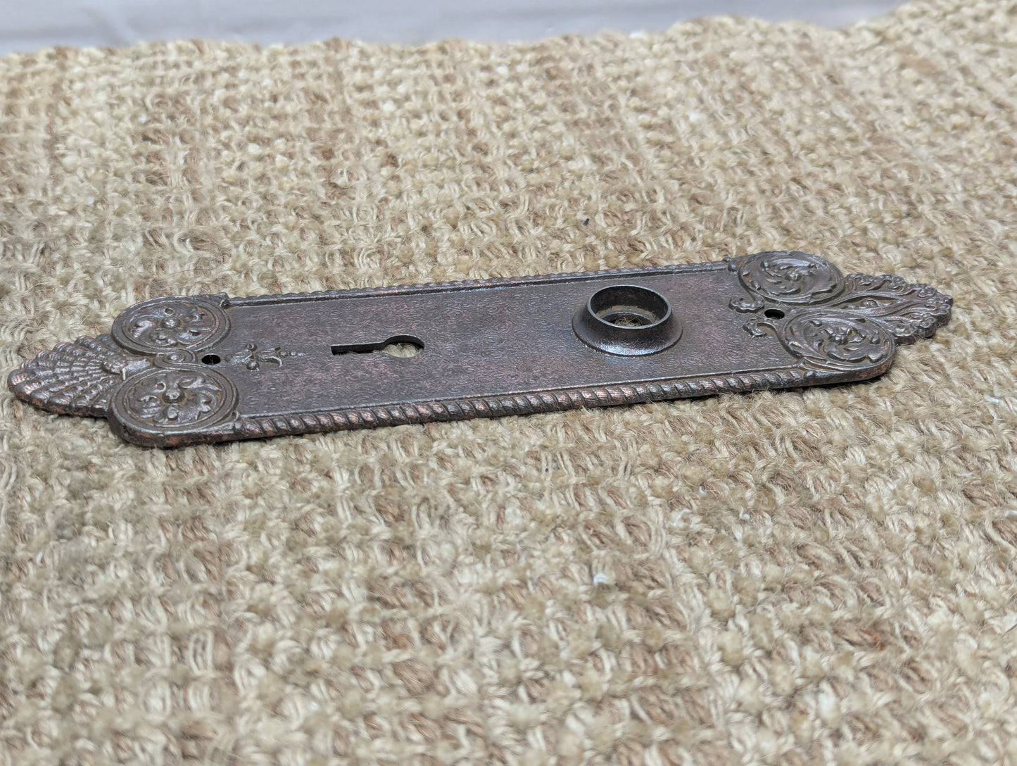 Antique Ornate Branford Lock Works Cast Iron Door Knob Plate Hardware