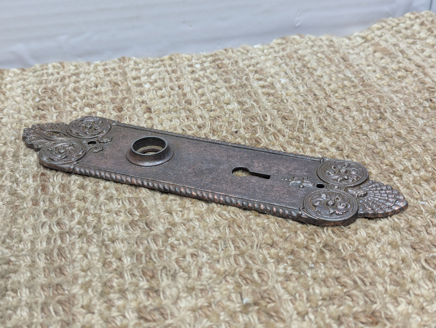 Antique Ornate Branford Lock Works Cast Iron Door Knob Plate Hardware