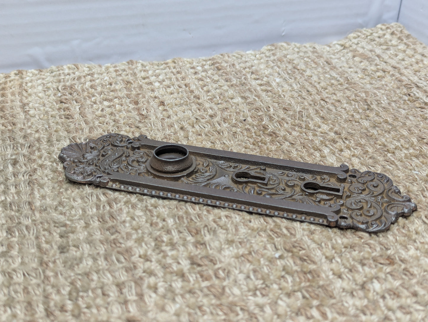 Antique Reading Co. Exterior Ornate Cast Iron Door Knob Plate Hardware