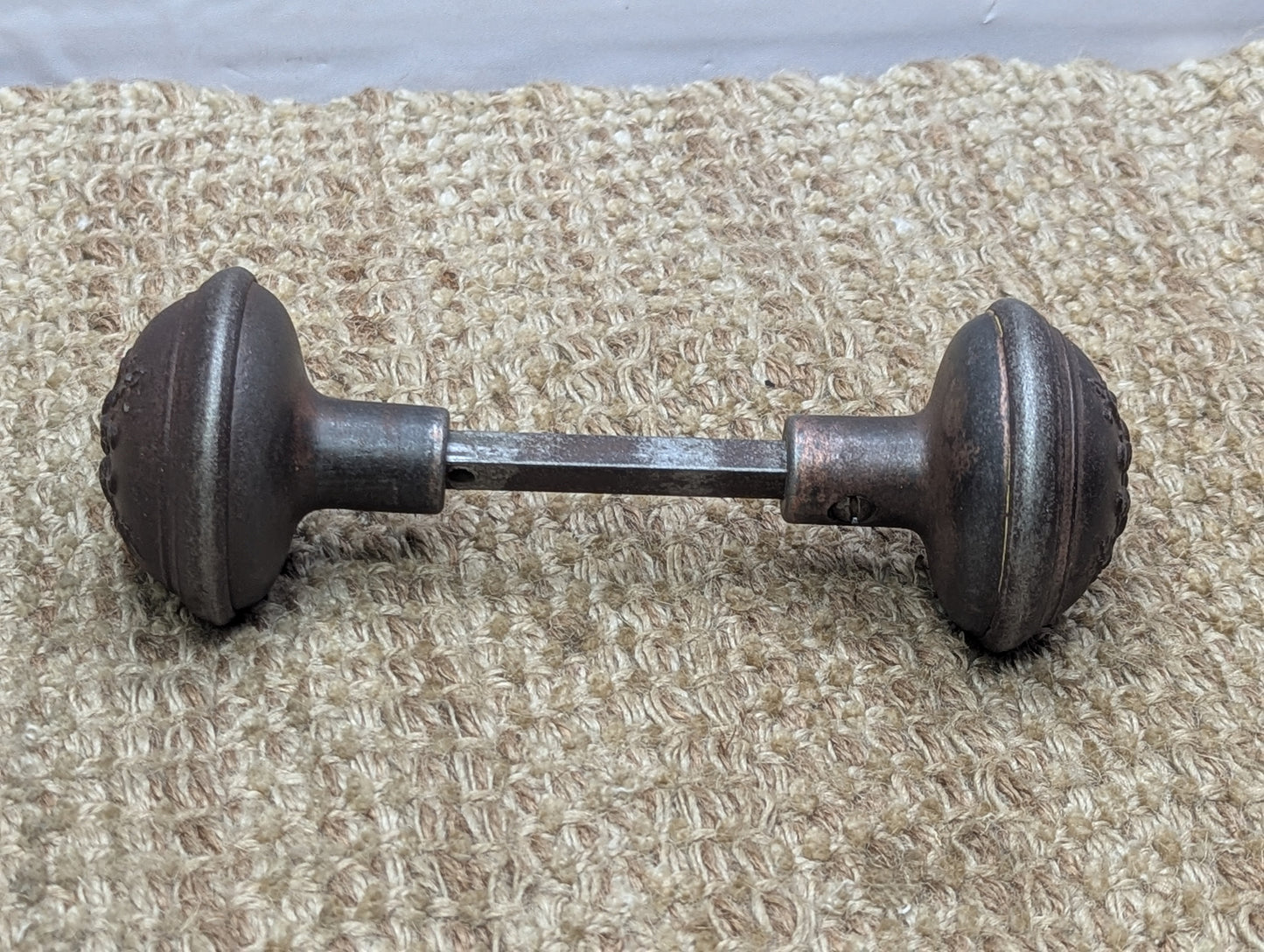 Antique Russell & Erwin Brunswick Decorative Cast Iron Door Knobs Circa 1897