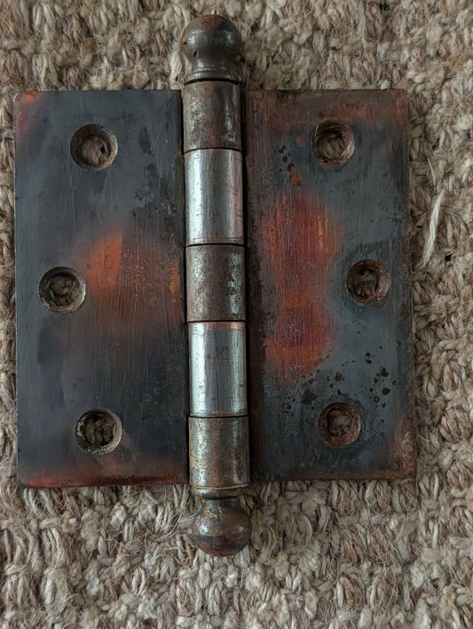 Antique 3 1/2" x 3 1/2" Ball Tip Door Hinge Original Steel Hardware Sold Individually
